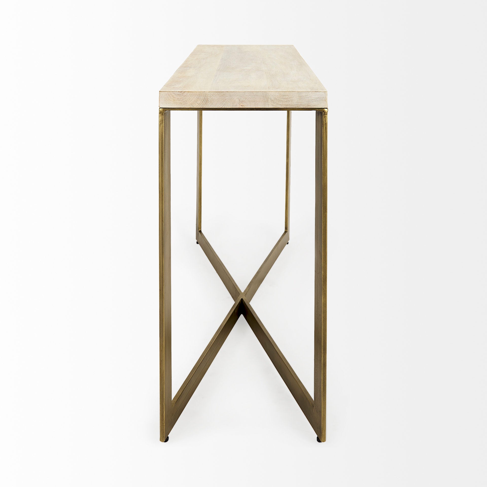 Faye Console Table Beige Wood | Gold Metal - console-tables