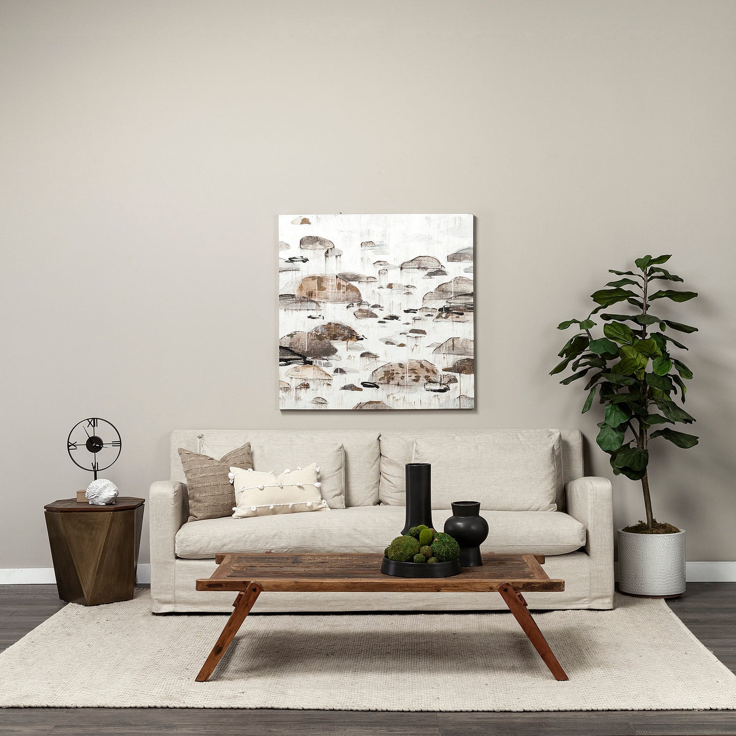 Denly II 92.5W  Beige Slipcover Three Seater Sofa