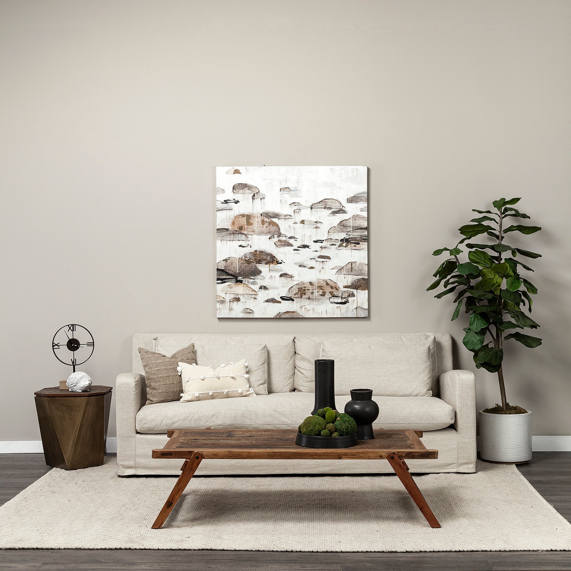Denly II 92.5W  Beige Slipcover Three Seater Sofa