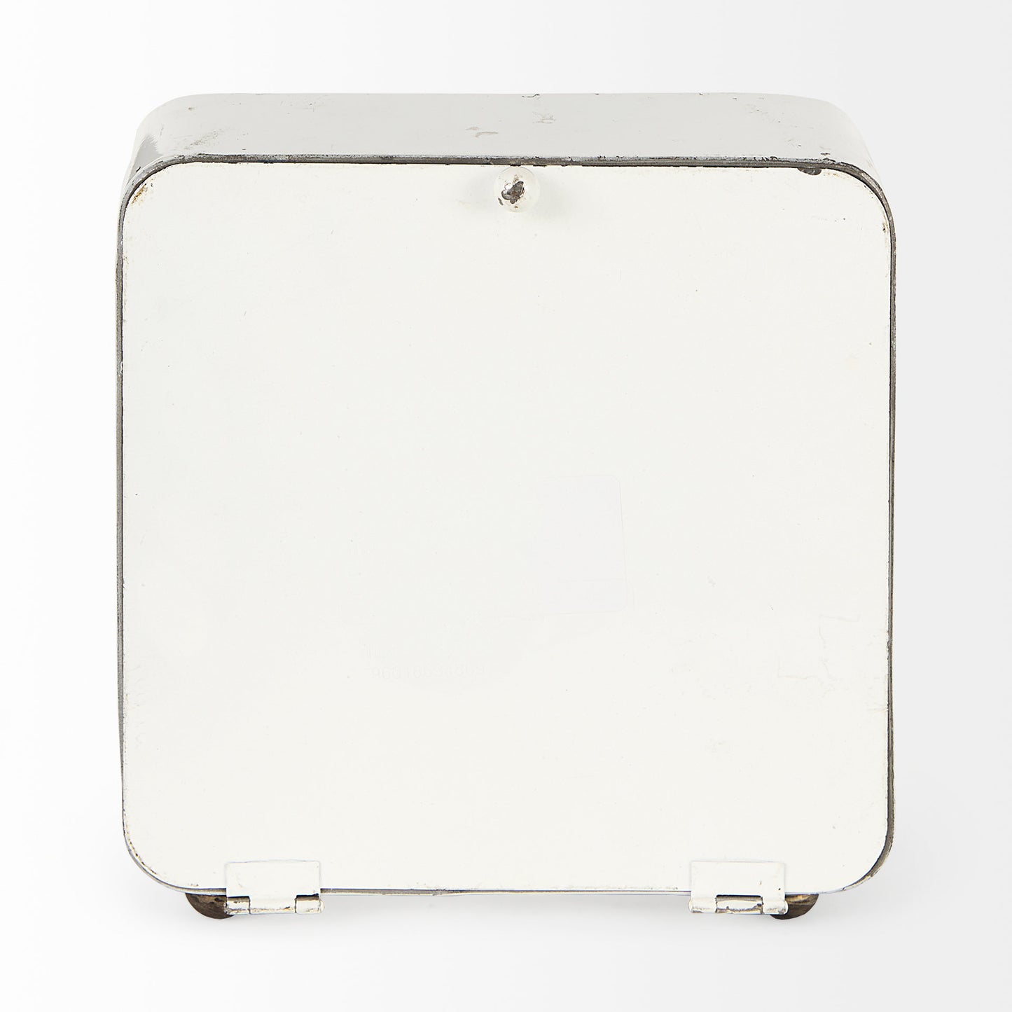 Karl 8.0L x 2.8W x 8.8H Rustic White Iron Rounded Square Table Clock