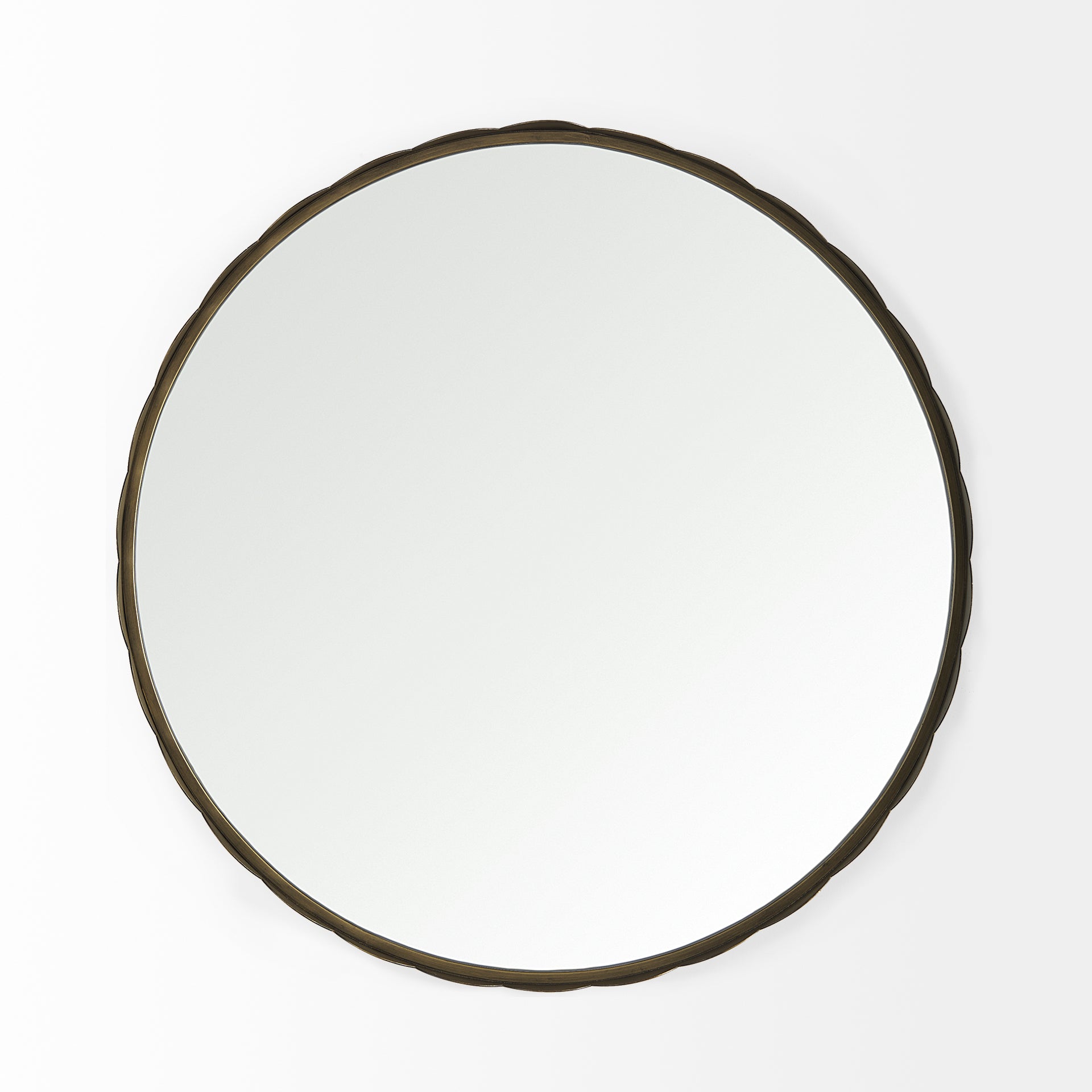 Adelaide 29.7" Gold Metal Scallop Edge Round Mirror