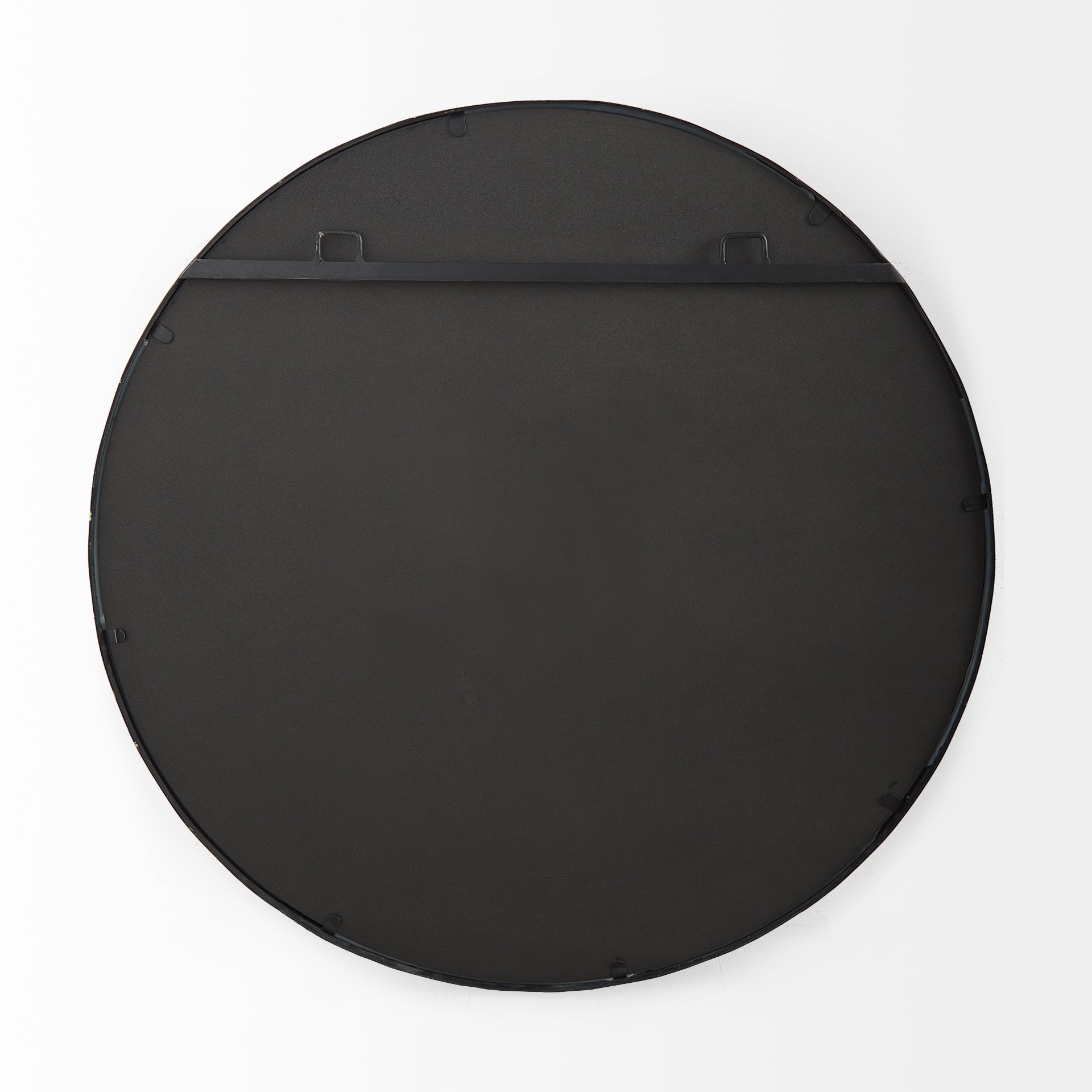 Adelaide 29.7"Black Metal Scallop Edge Round Mirror