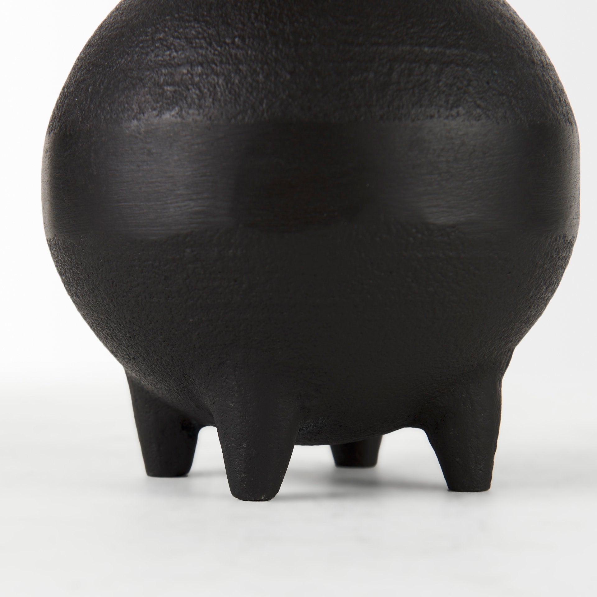 Cyrus Black Spherical Vase W/ Flute Decorative Object