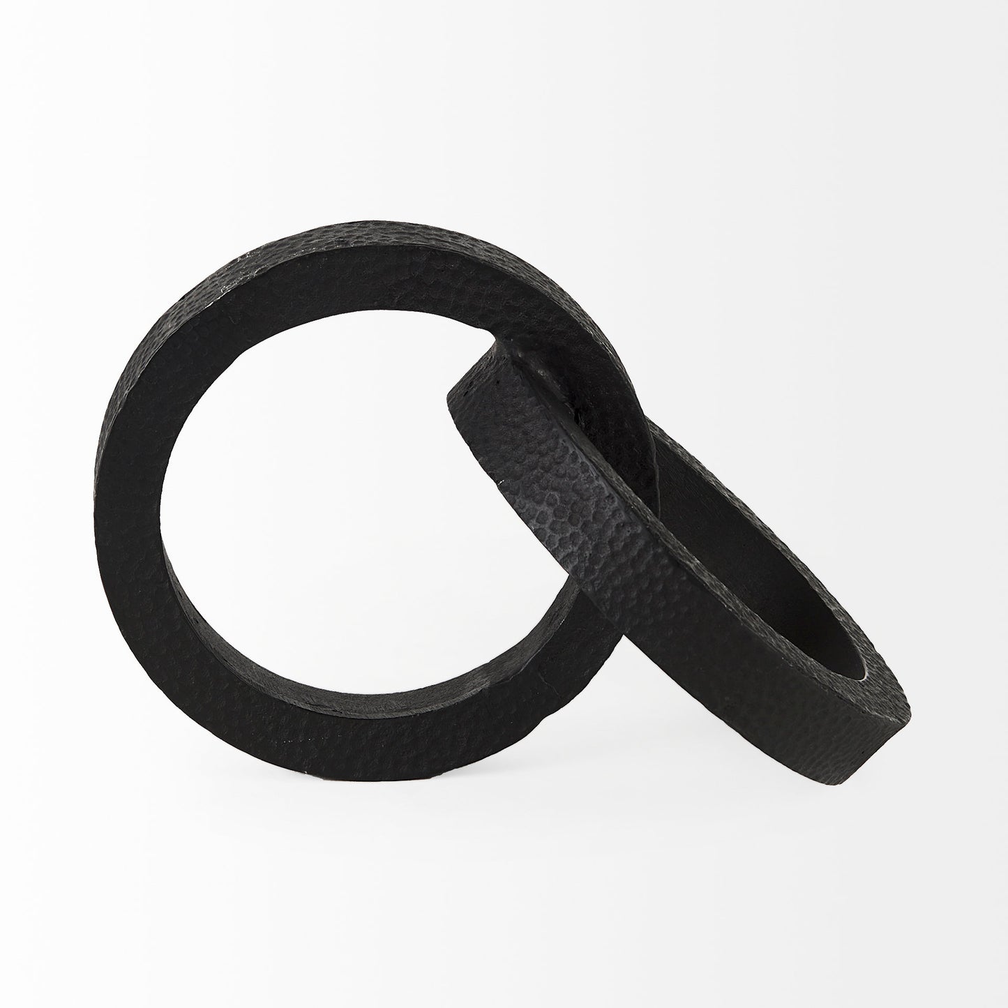 Rafiki Two Blackened Hammered Finish Metal Conjoined Circles