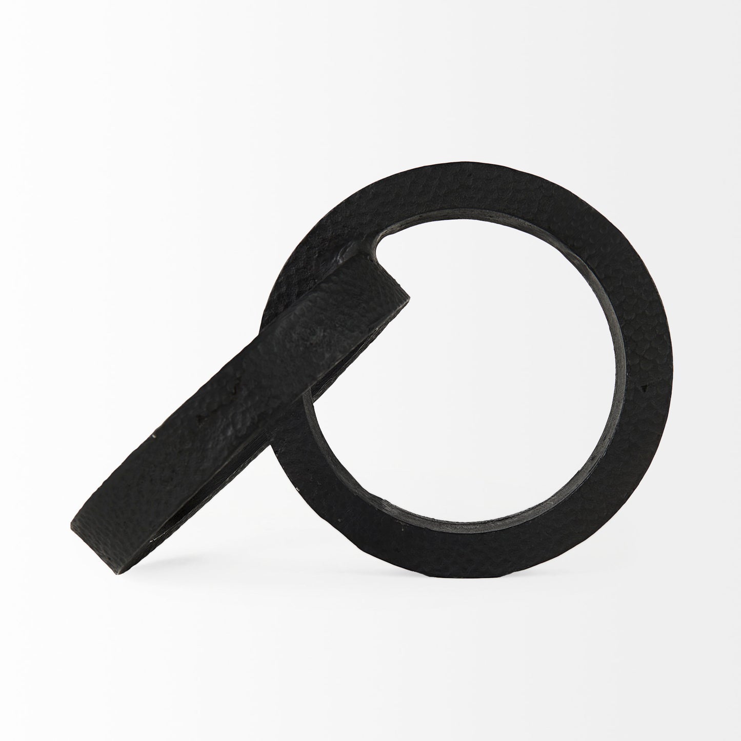 Rafiki Two Blackened Hammered Finish Metal Conjoined Circles