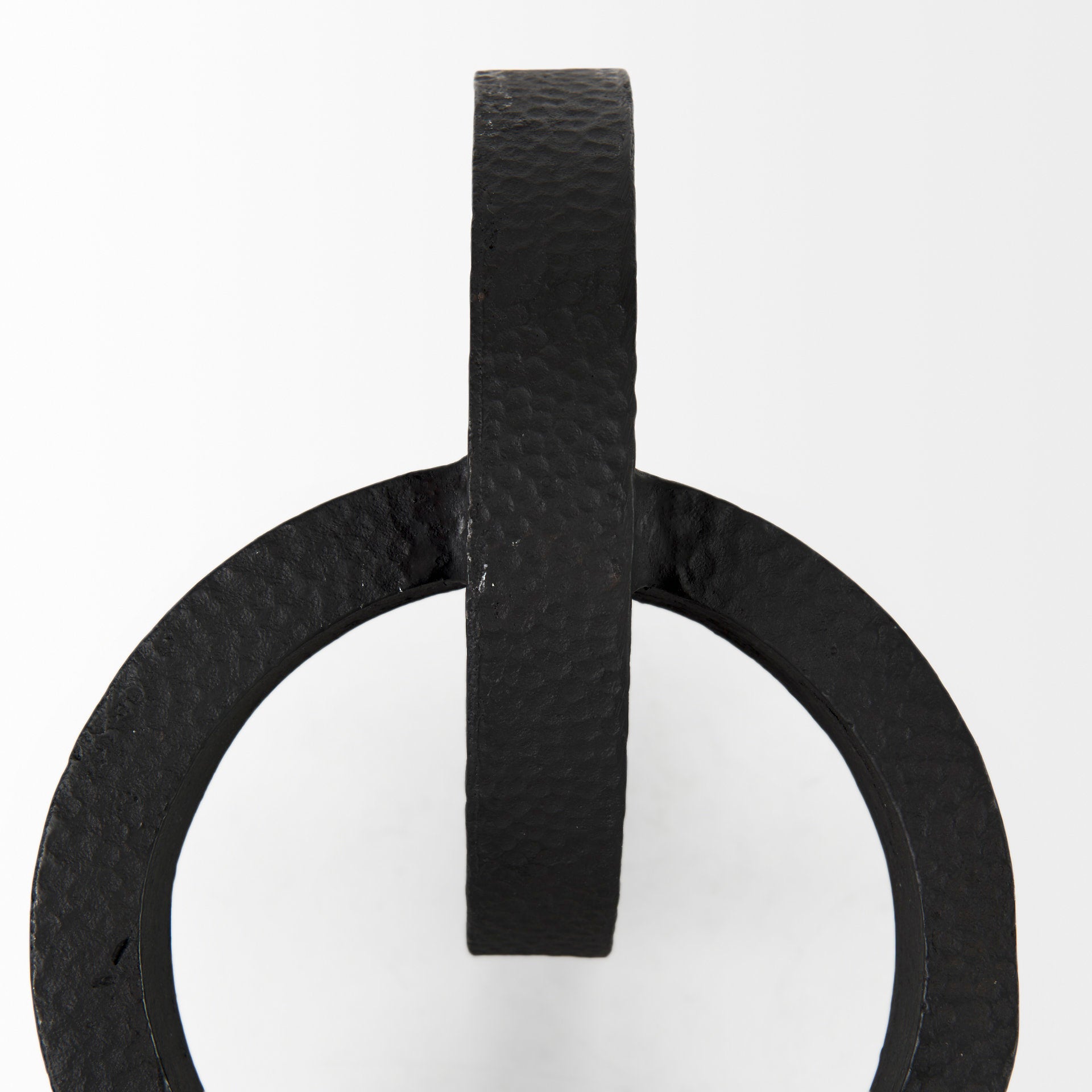 Rafiki Two Blackened Hammered Finish Metal Conjoined Circles