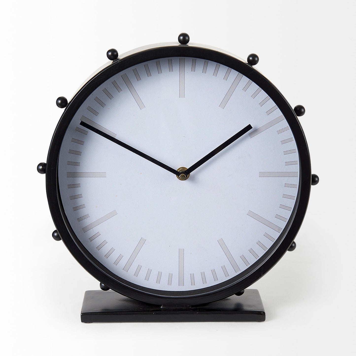 Marian 11.0L x 3.1W x 11.0H Black Studded Round Table Clock