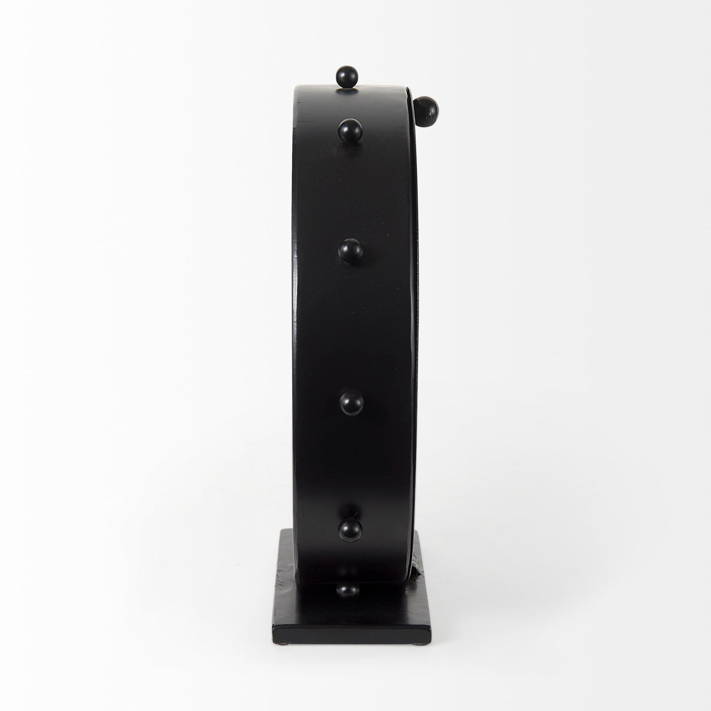 Marian 11.0L x 3.1W x 11.0H Black Studded Round Table Clock
