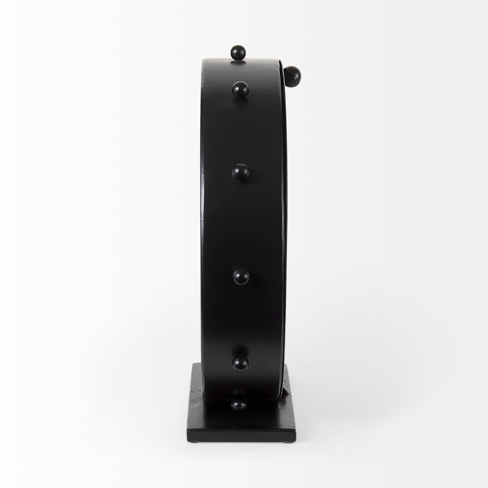 Marian 11.0L x 3.1W x 11.0H Black Studded Round Table Clock