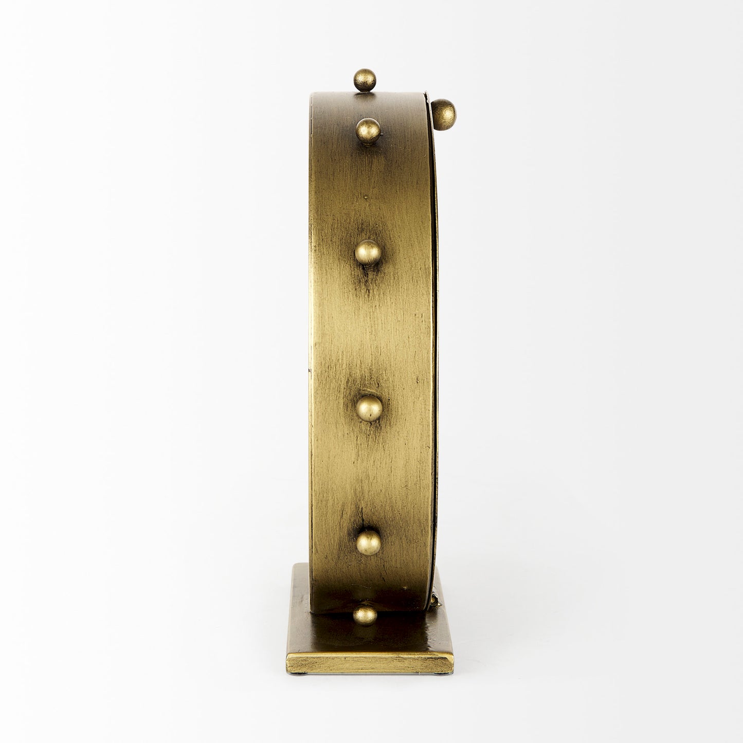Marian 11.0L x 3.1W x 11.0H Gold Metal W/Studs Round Table Clock