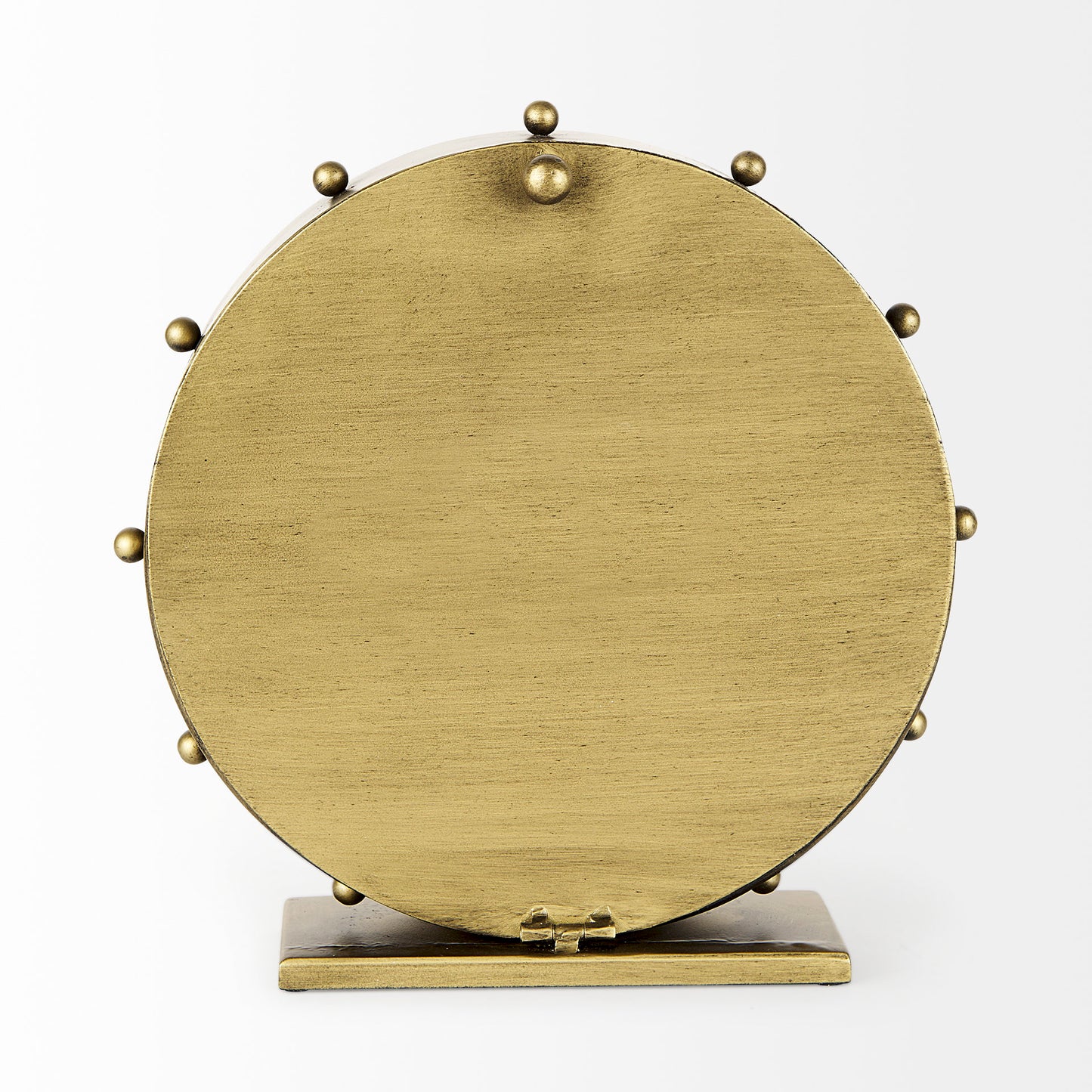 Marian 11.0L x 3.1W x 11.0H Gold Metal W/Studs Round Table Clock