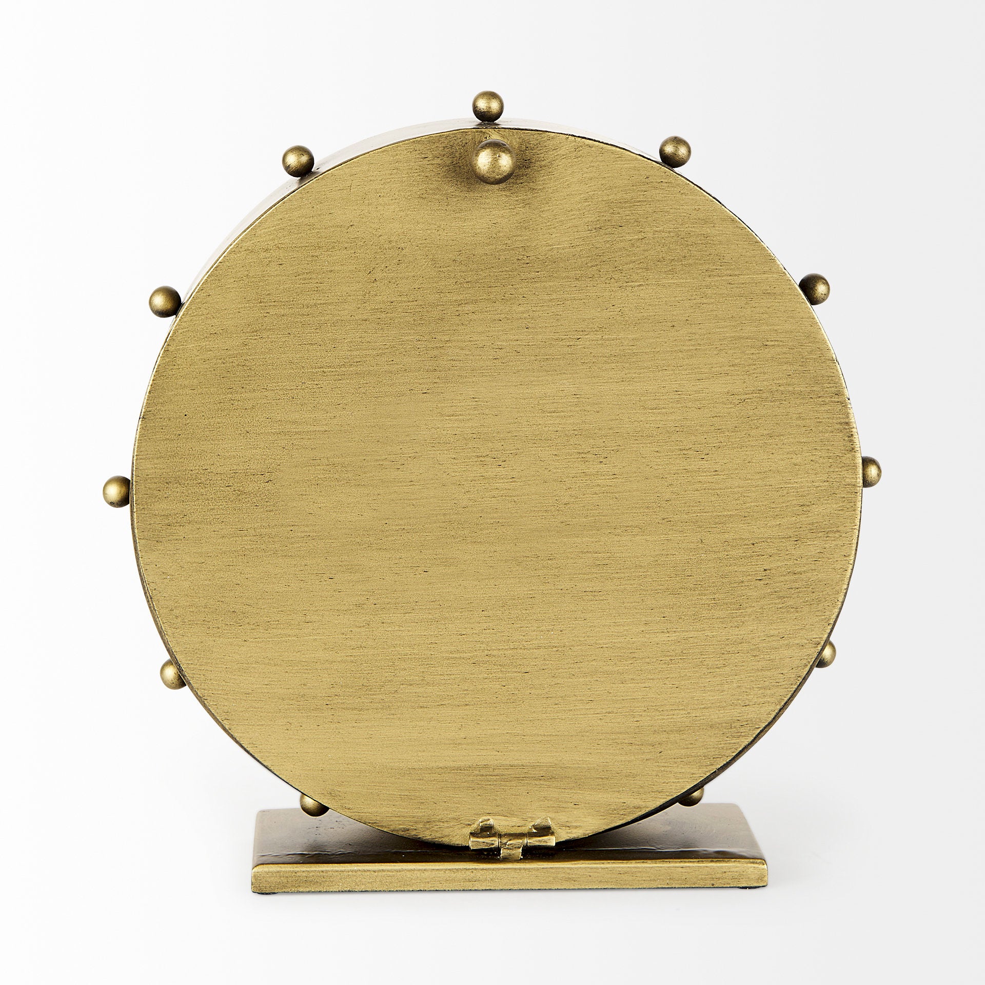 Marian 11.0L x 3.1W x 11.0H Gold Metal W/Studs Round Table Clock