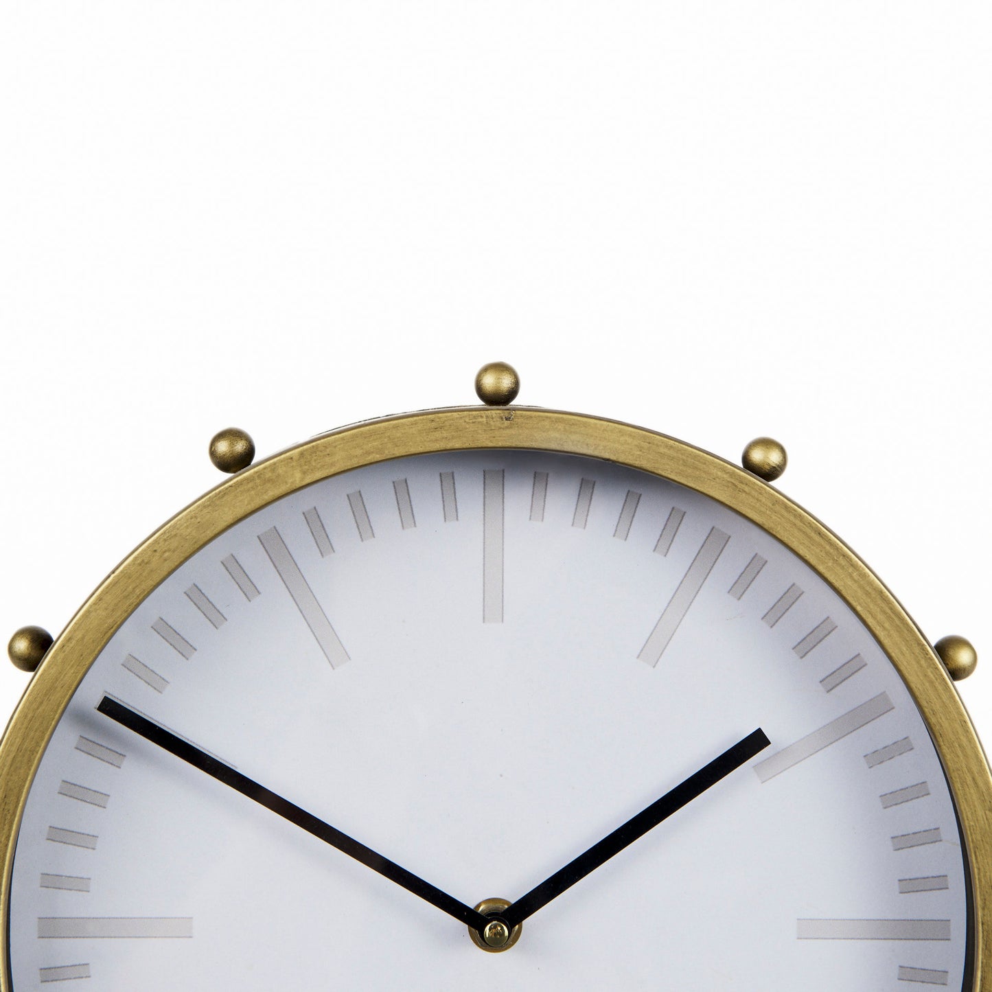 Marian 11.0L x 3.1W x 11.0H Gold Metal W/Studs Round Table Clock