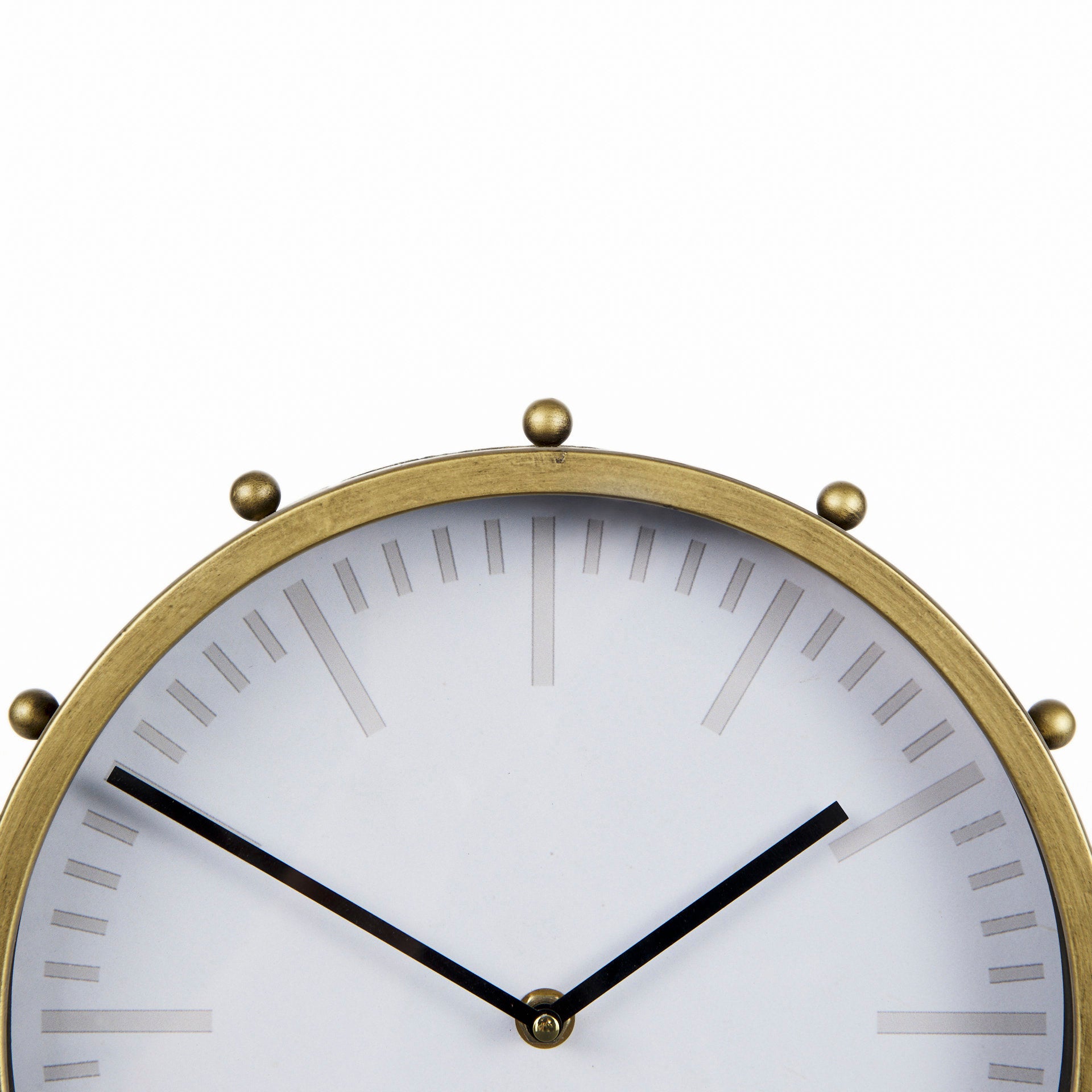 Marian 11.0L x 3.1W x 11.0H Gold Metal W/Studs Round Table Clock