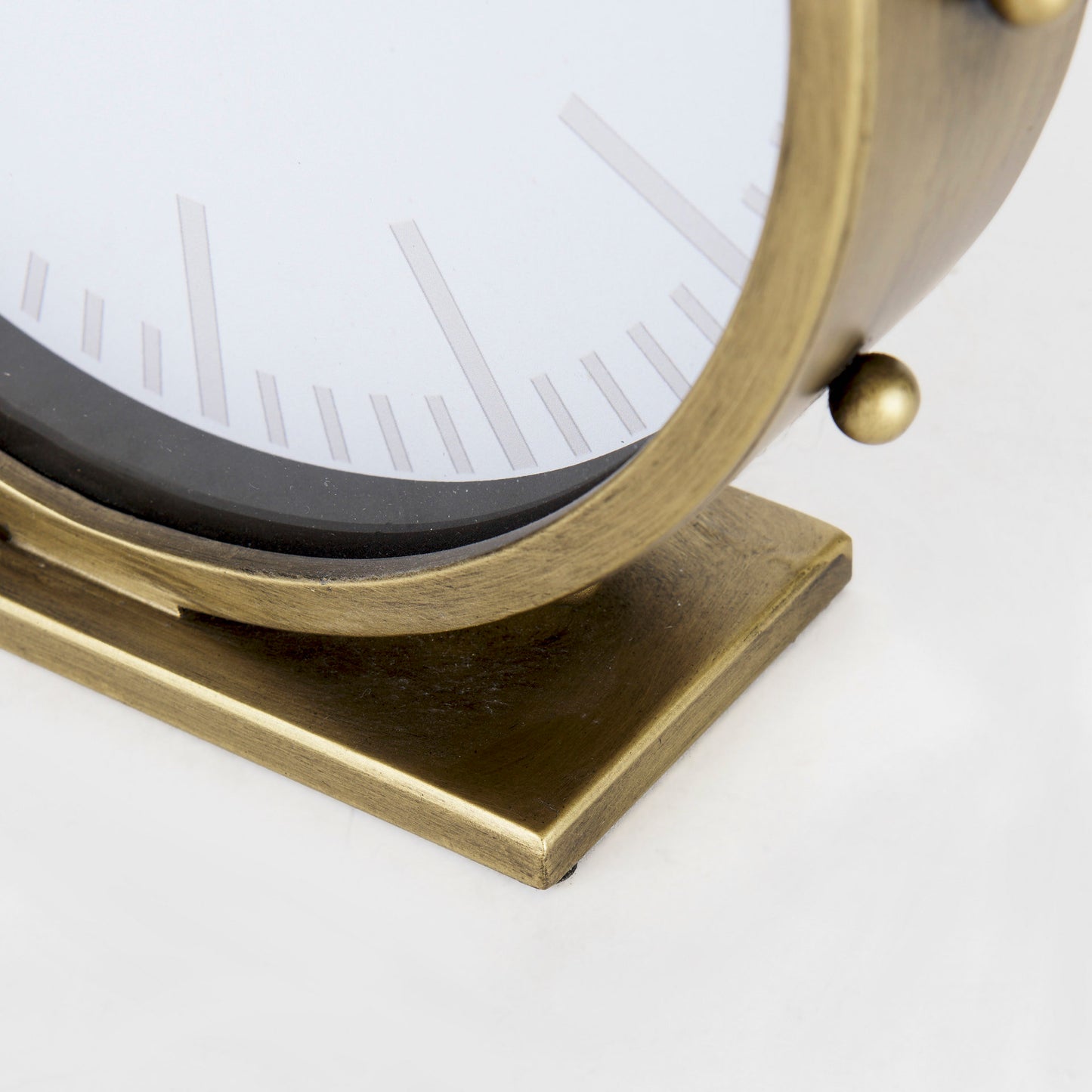 Marian 11.0L x 3.1W x 11.0H Gold Metal W/Studs Round Table Clock