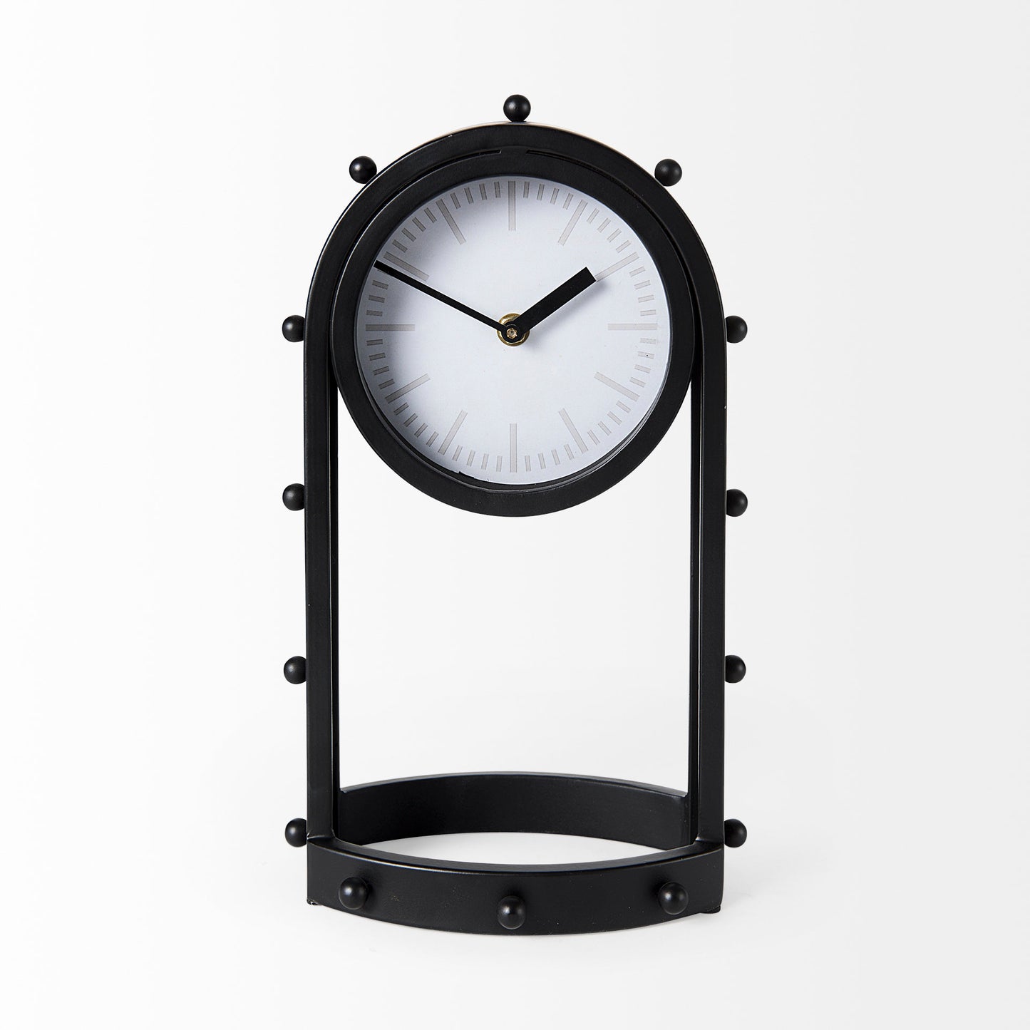 Marian 7.5L x 5.7W x 13.0H Black Studded  Table Clock