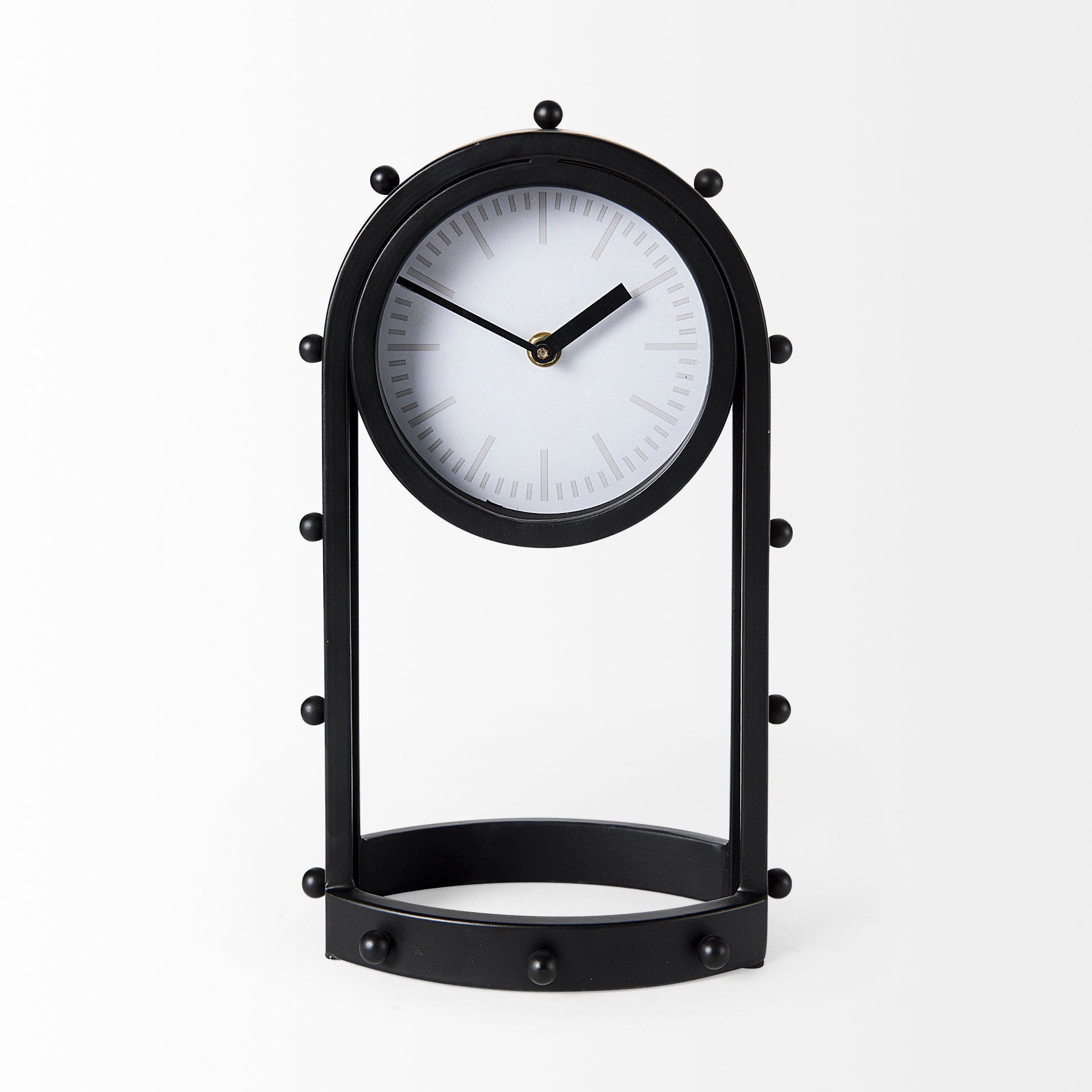 Marian 7.5L x 5.7W x 13.0H Black Studded  Table Clock