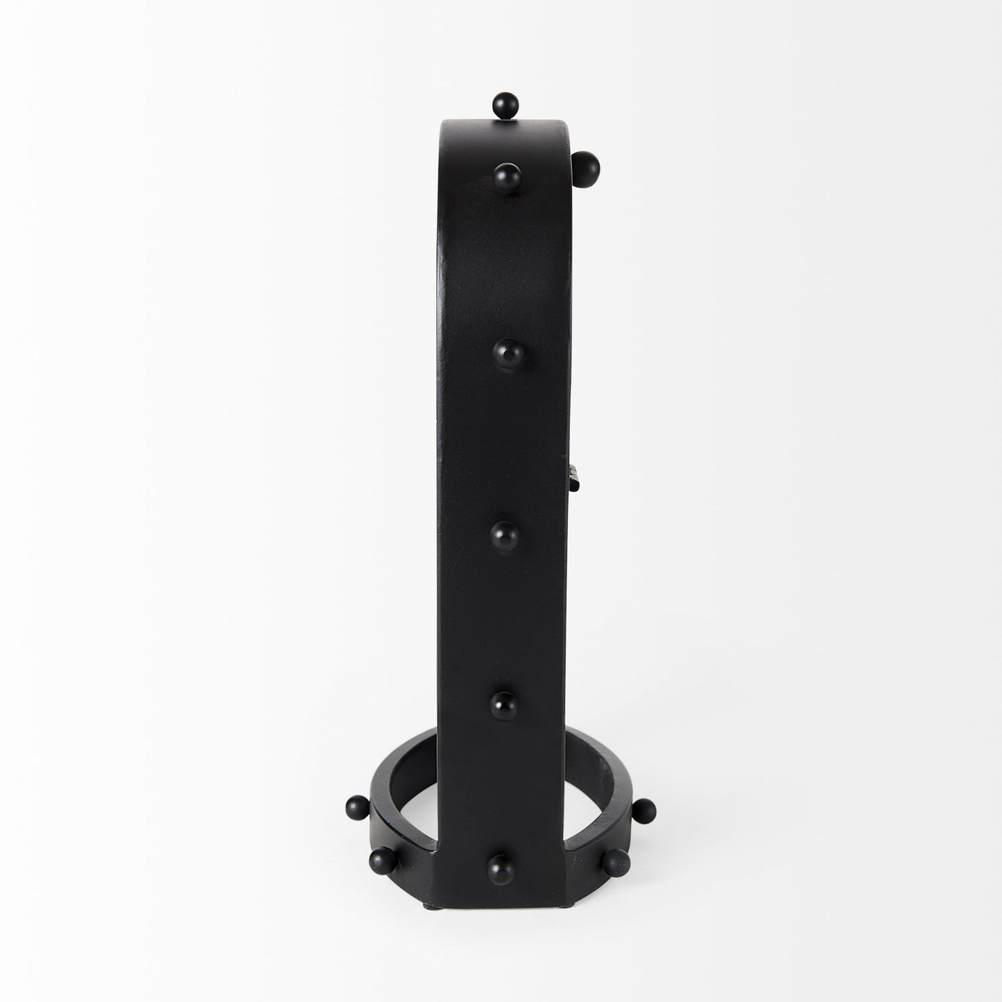 Marian 7.5L x 5.7W x 13.0H Black Studded  Table Clock