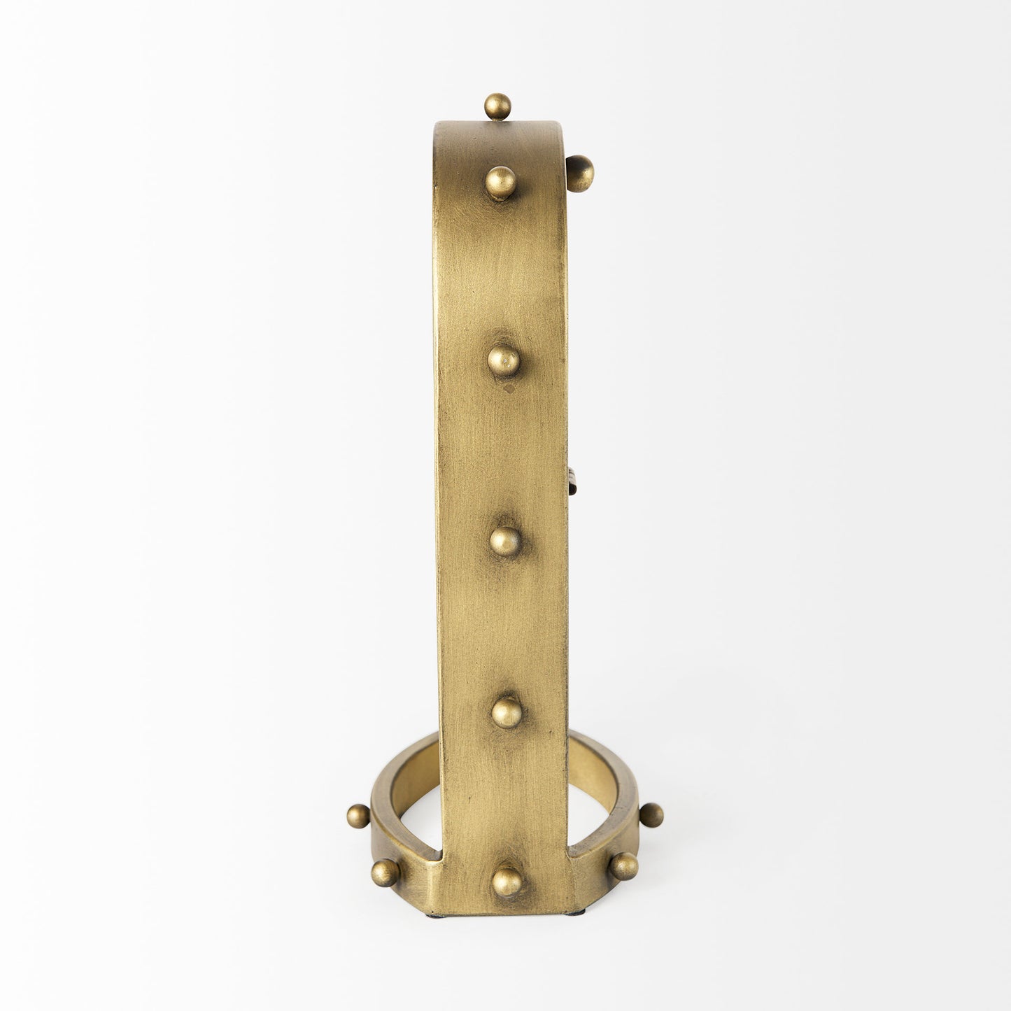 Marian 7.5L x 5.7W x 13.0H Gold Studded Table Clock