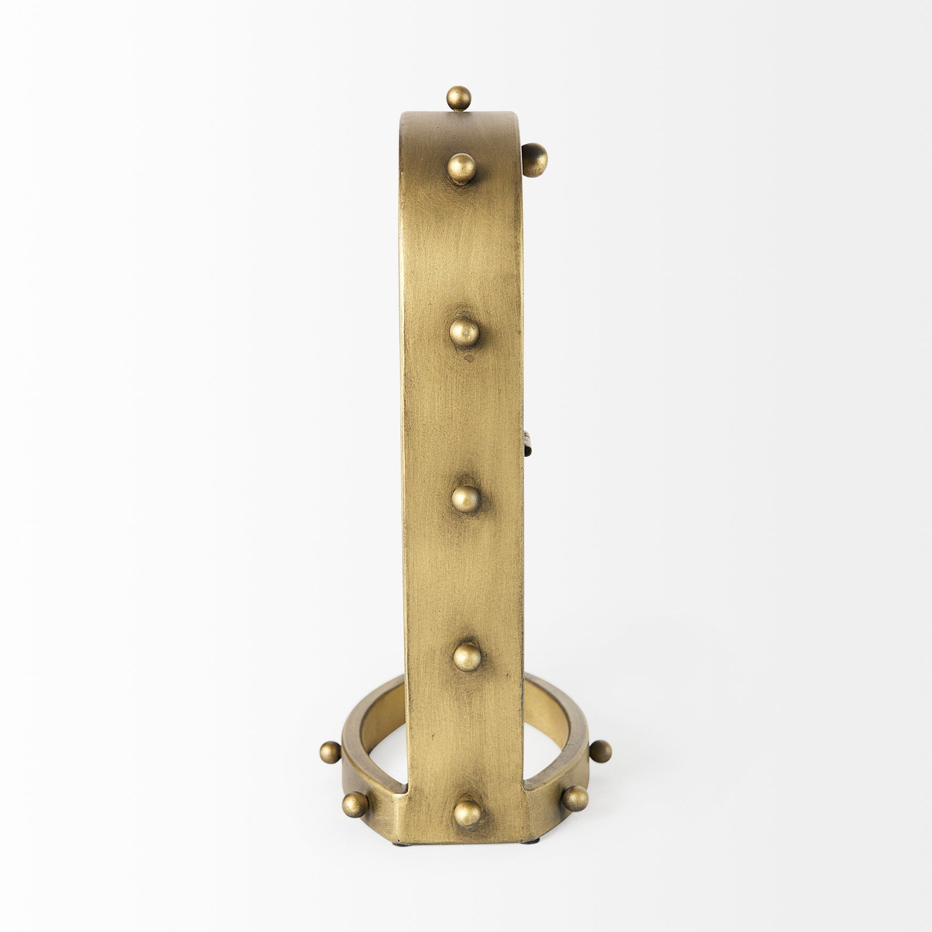 Marian 7.5L x 5.7W x 13.0H Gold Studded Table Clock