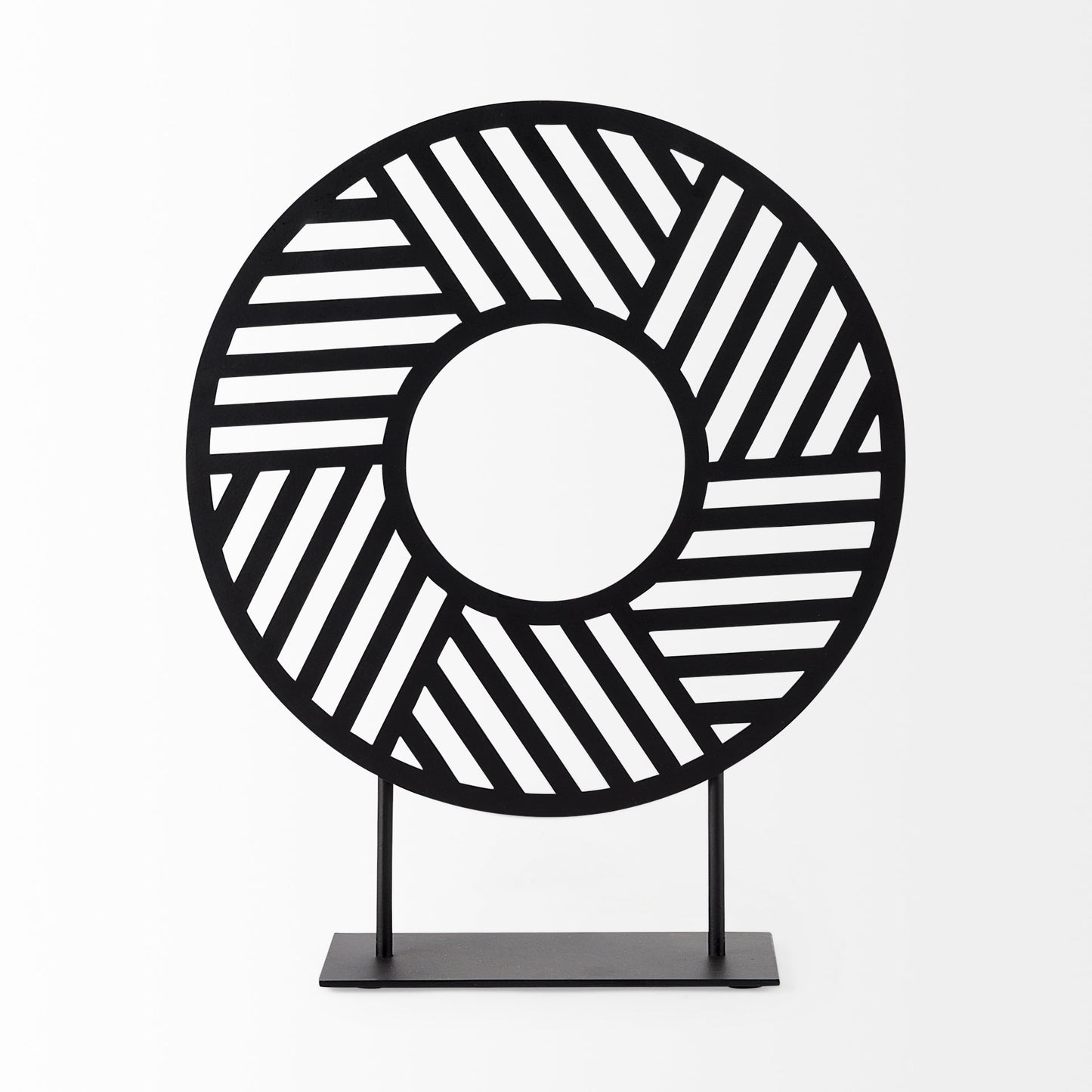 Micra 11.0L x 3.0W x 13.4H Matte Black Metal Decorative Object on a Stand
