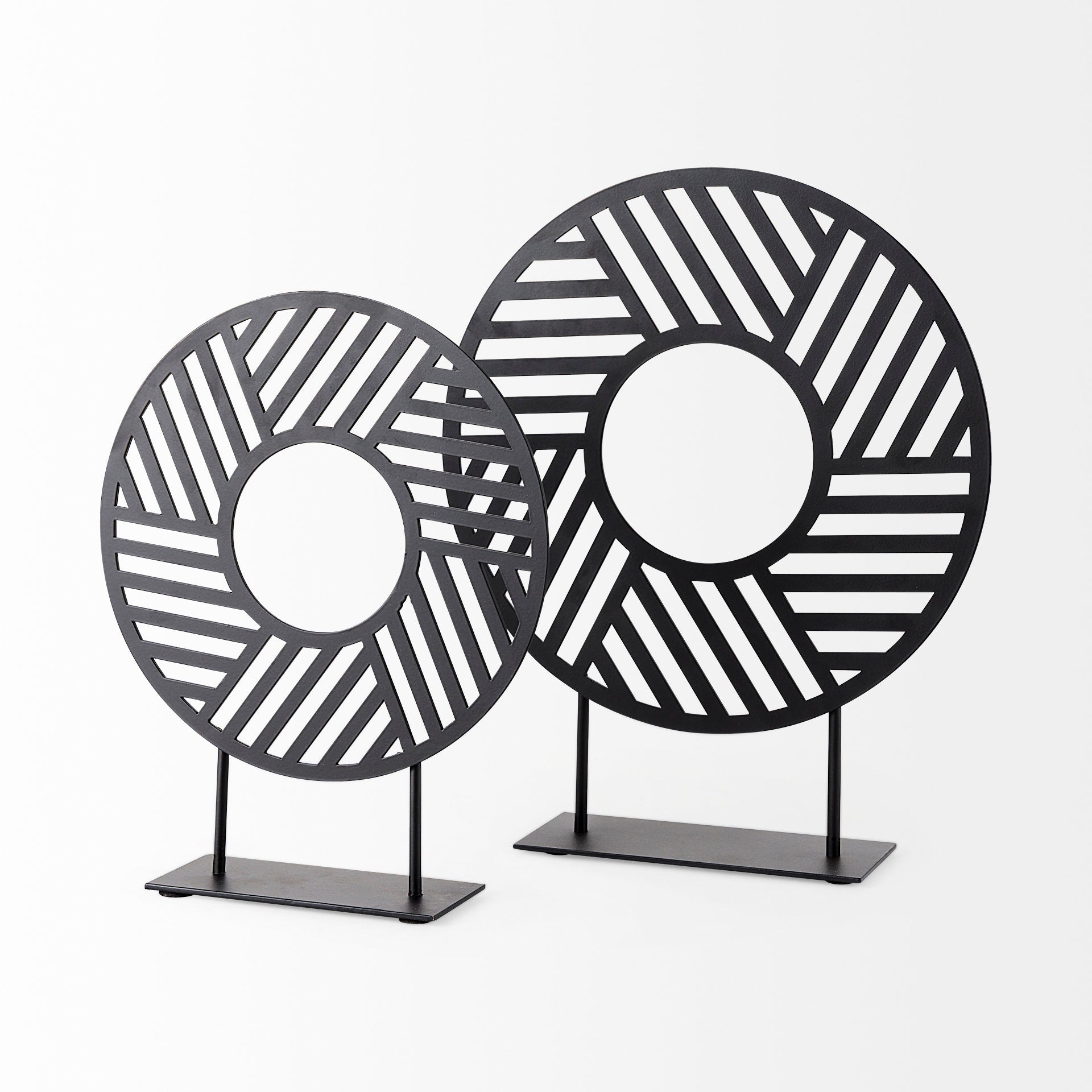 Micra 11.0L x 3.0W x 13.4H Matte Black Metal Decorative Object on a Stand