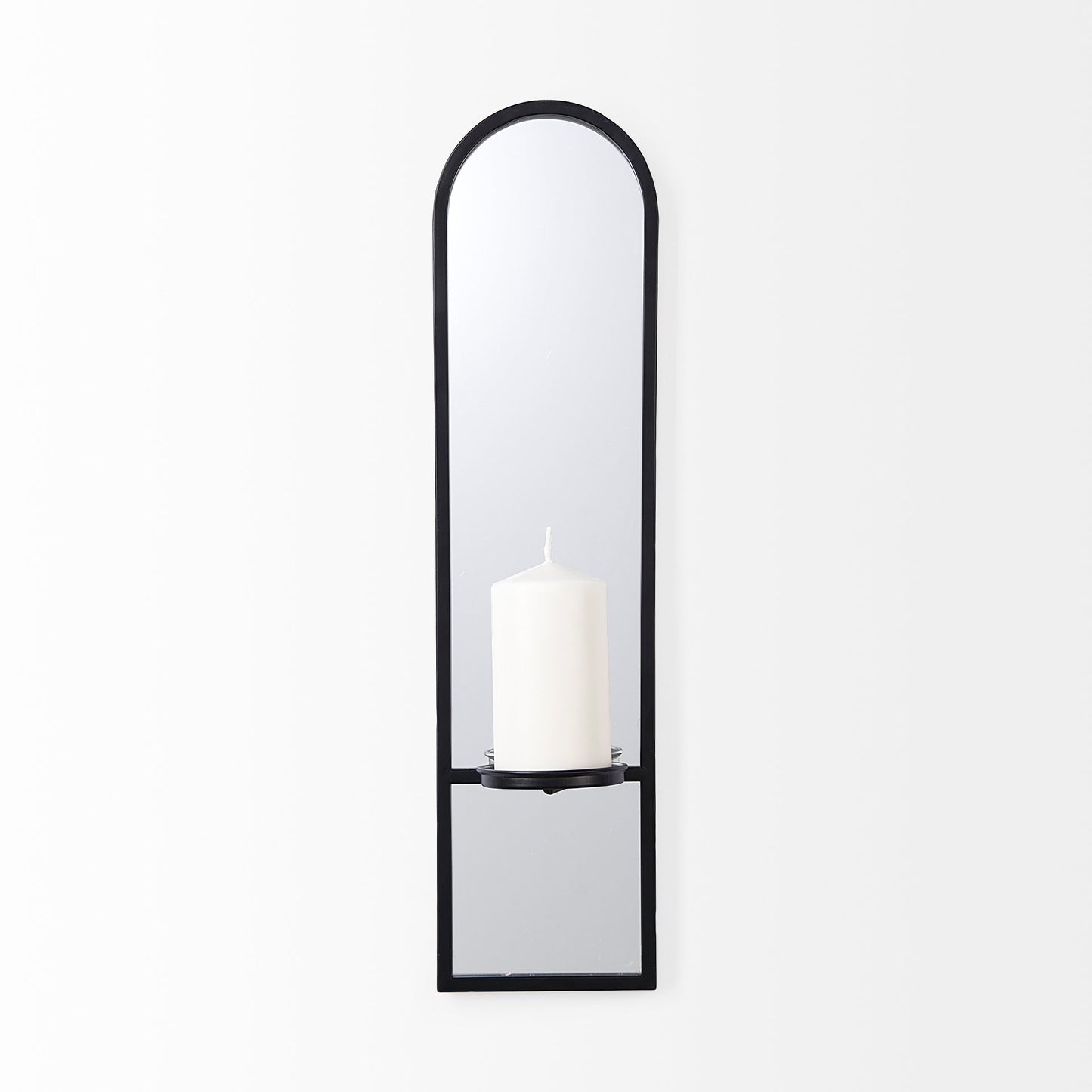 Evianna Wall Candle Holder Black Metal | Mirror - wall-candle-holders