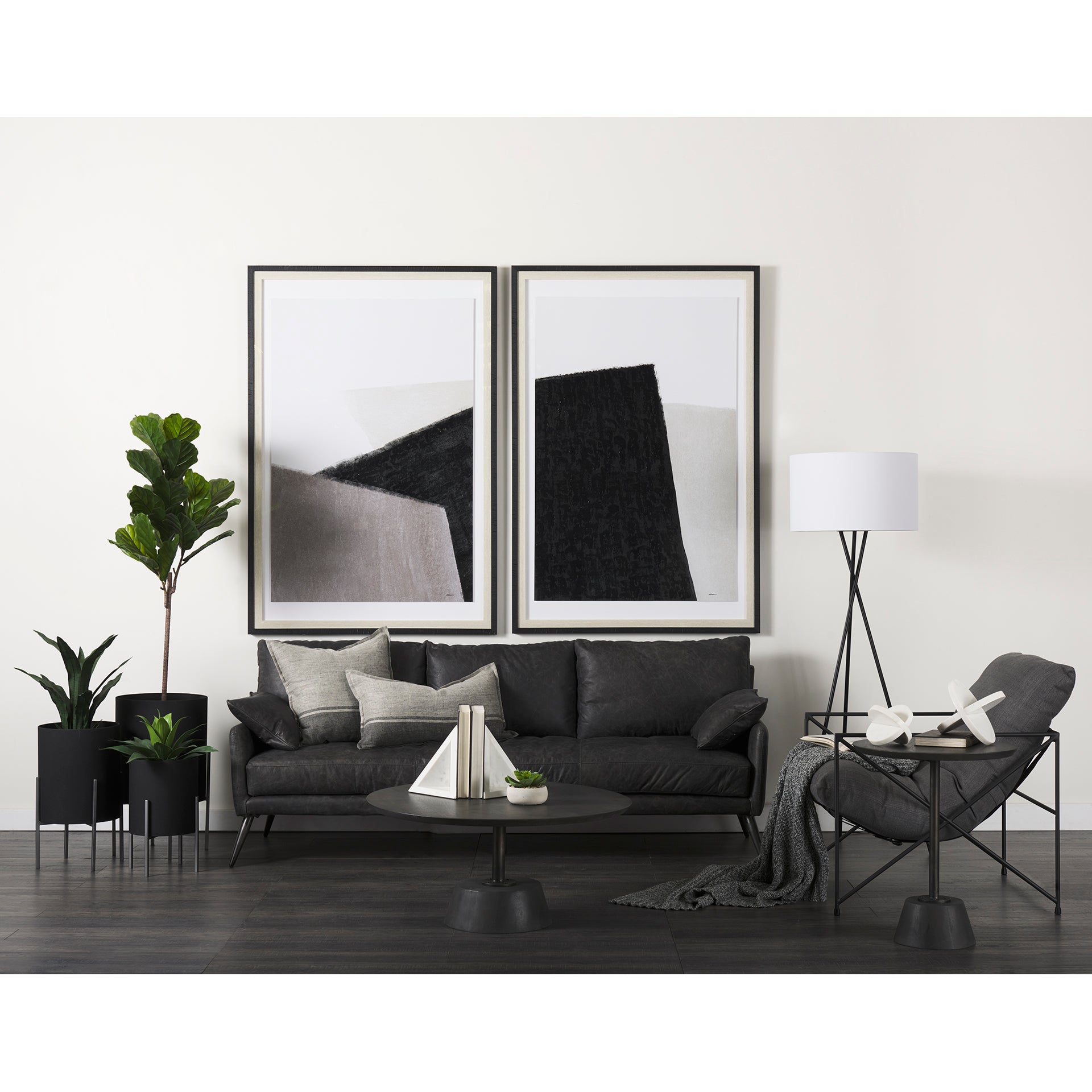Leonidas Upholstered Accent Chair Gray Fabric | Black Metal - accent-chairs
