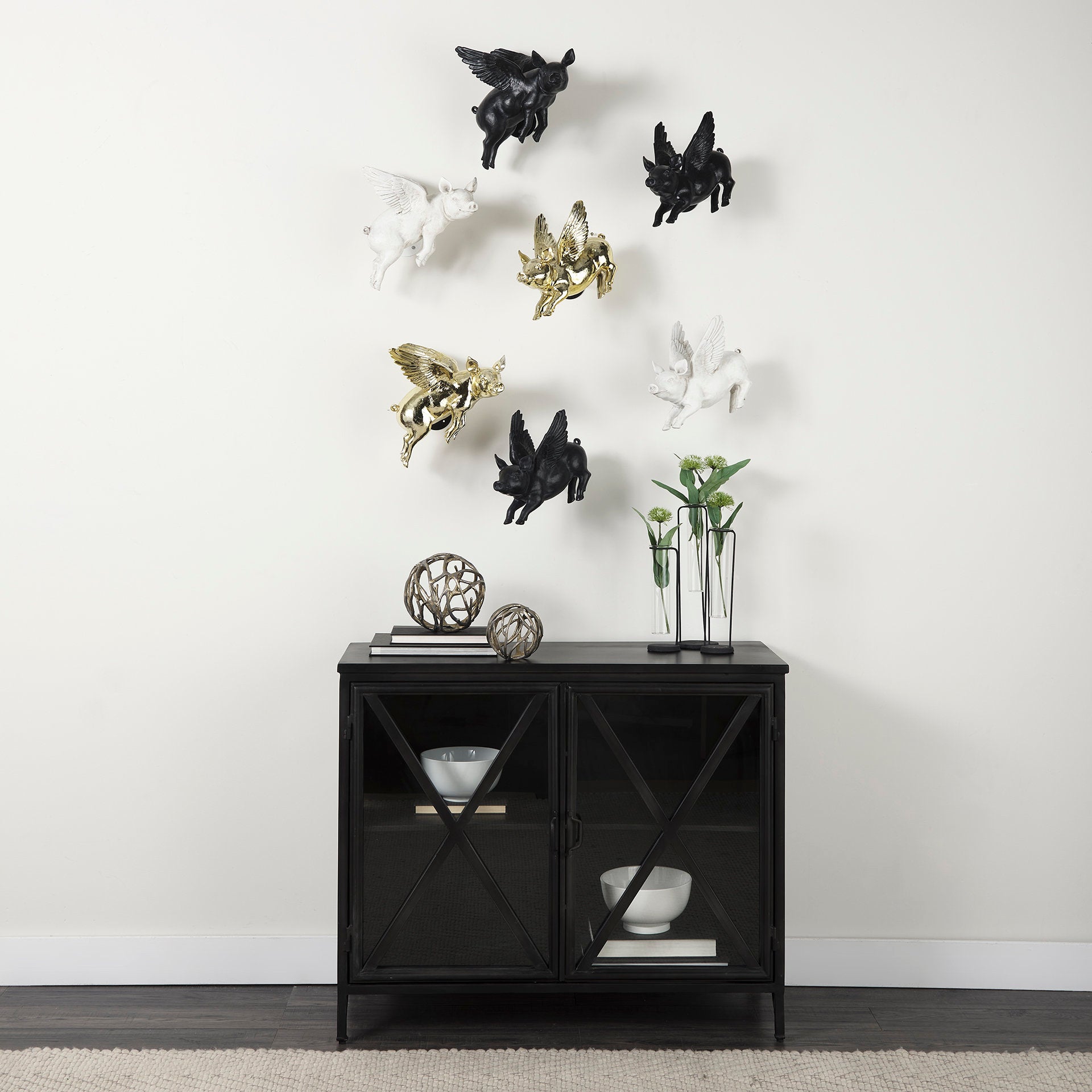 Sphaira Noir II Large 7L x 7W Gold Cast Aluminum Decorative Tree Branch Orb
