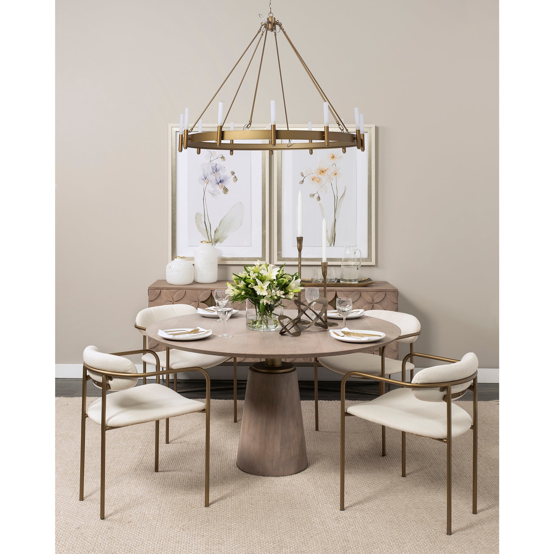 Parker I Cream Fabric Seat Gold Metal Frame Dining Chair