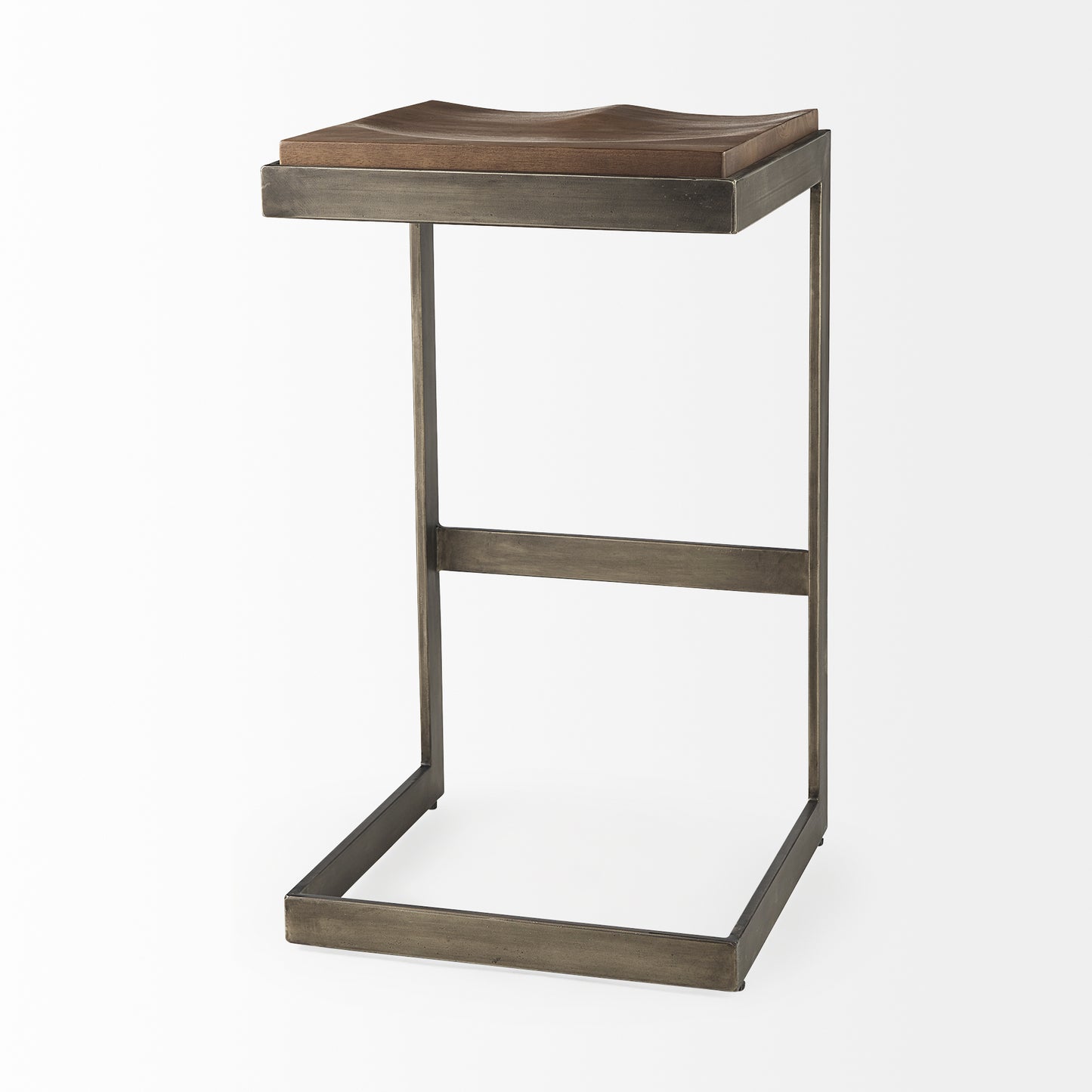 Kiran Bar Counter Stool Brown Wood | Antique Nickel | Bar - bar-stools