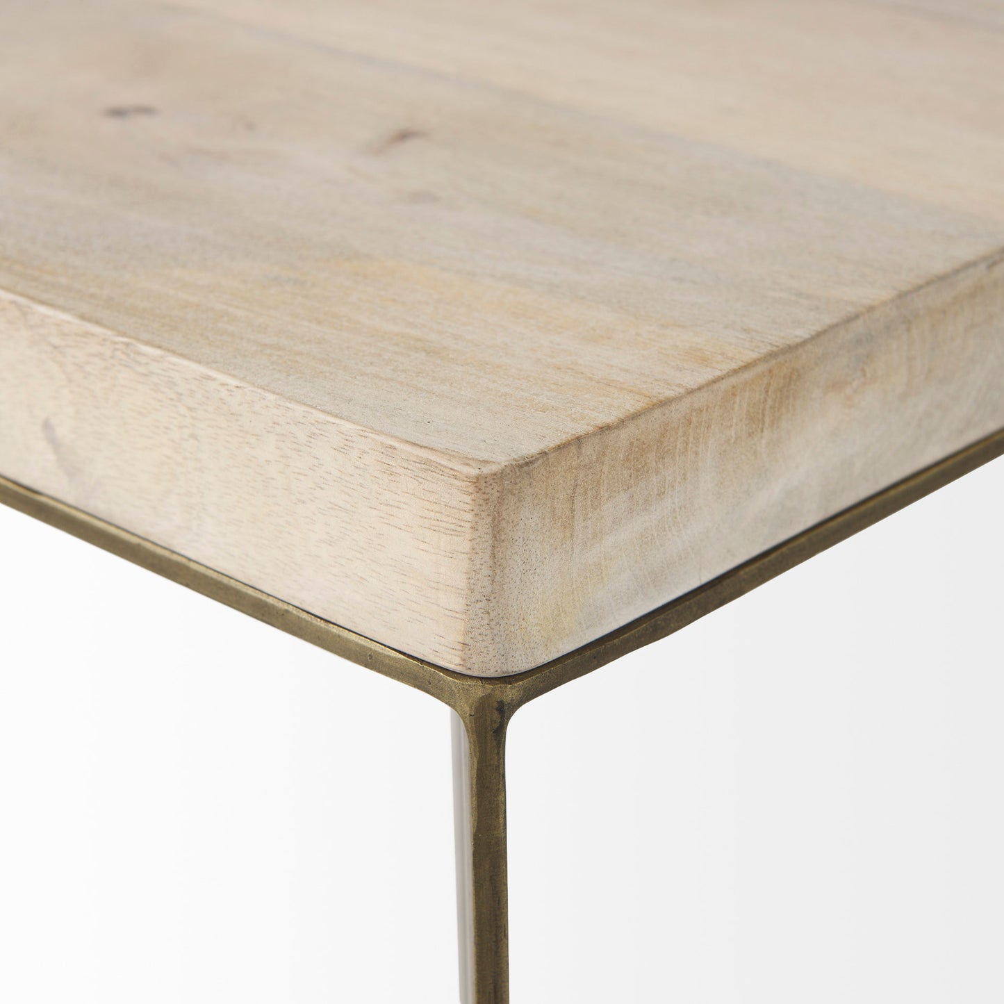 Faye (Set of 2) 19L x 19W x 26H Beige Finished Wood W/ Gold Metal Base Accent Tables