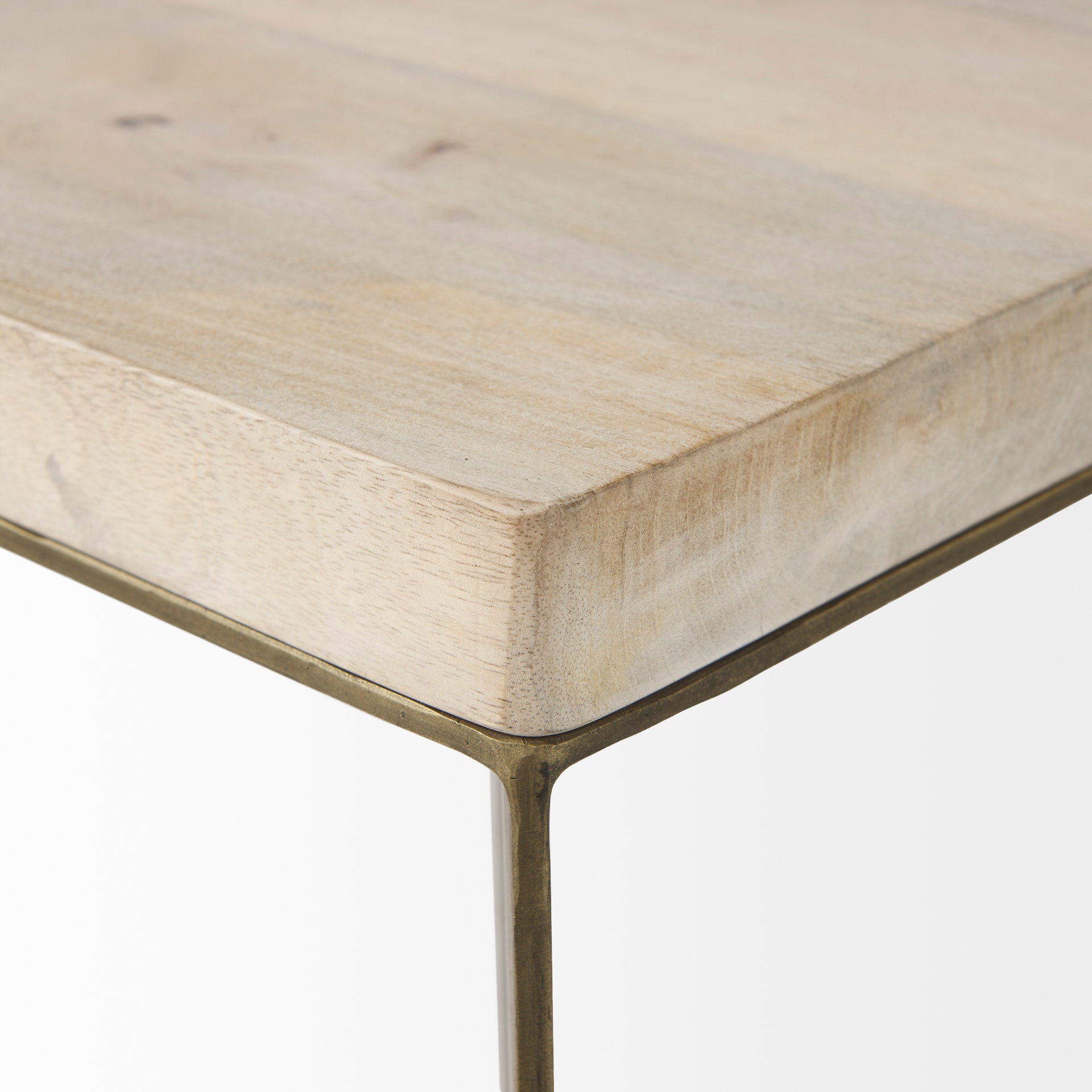Faye (Set of 2) 19L x 19W x 26H Beige Finished Wood W/ Gold Metal Base Accent Tables