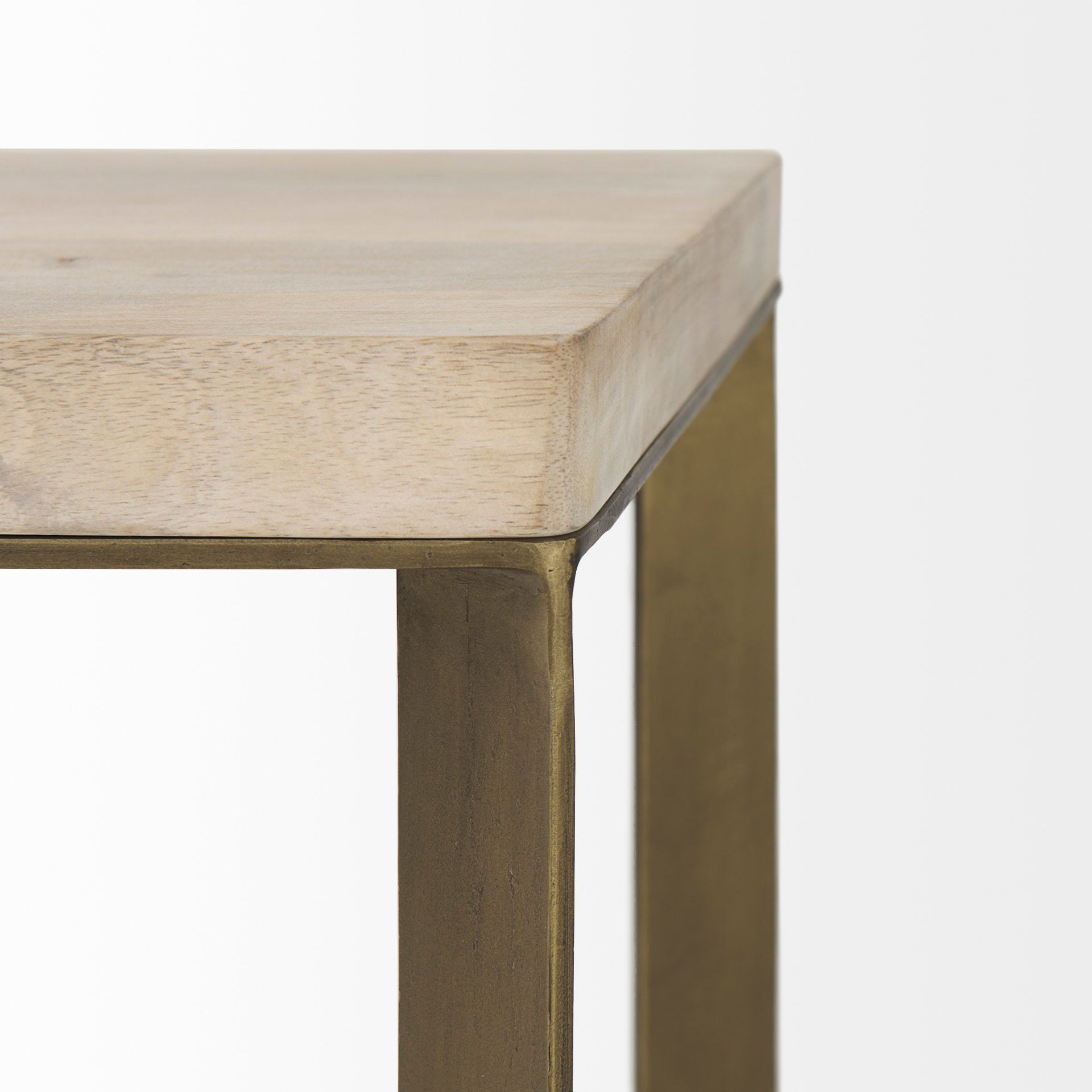 Faye (Set of 2) 19L x 19W x 26H Beige Finished Wood W/ Gold Metal Base Accent Tables
