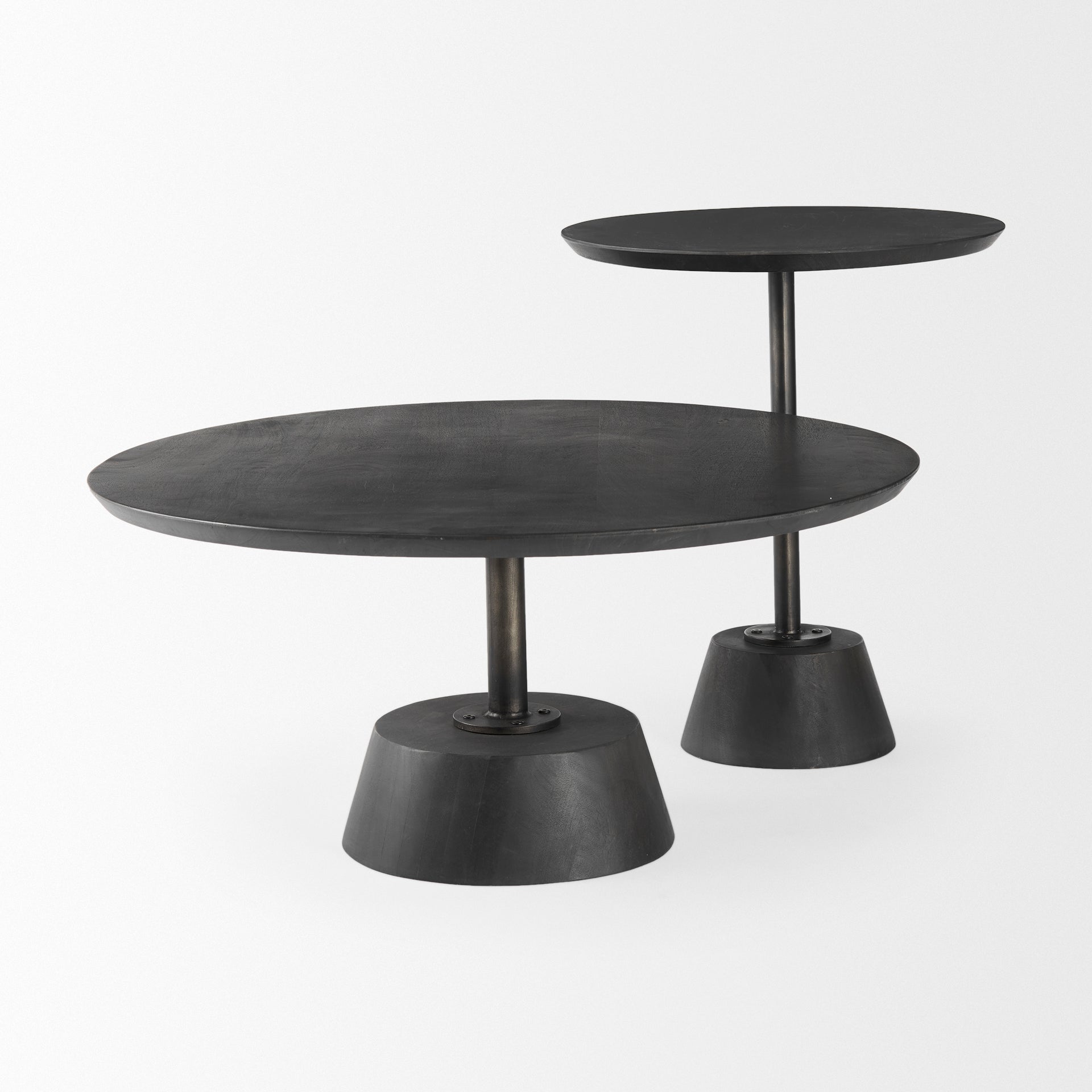 Maxwell End Side Table Dark Brown Wood | Black Metal - end-and-side-tables