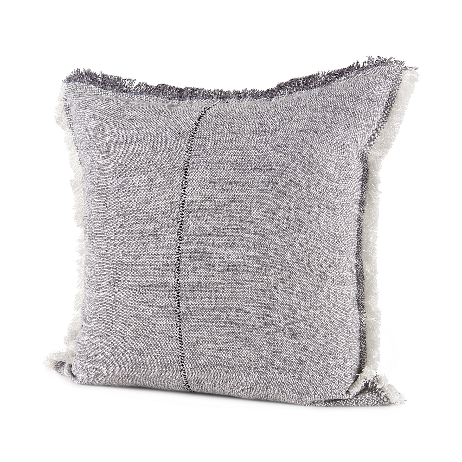 Thais 20x20 Blue and Cream Fringed Pillow Cover