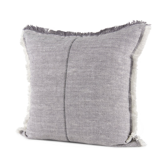 Thais 20x20 Blue and Cream Fringed Pillow Cover