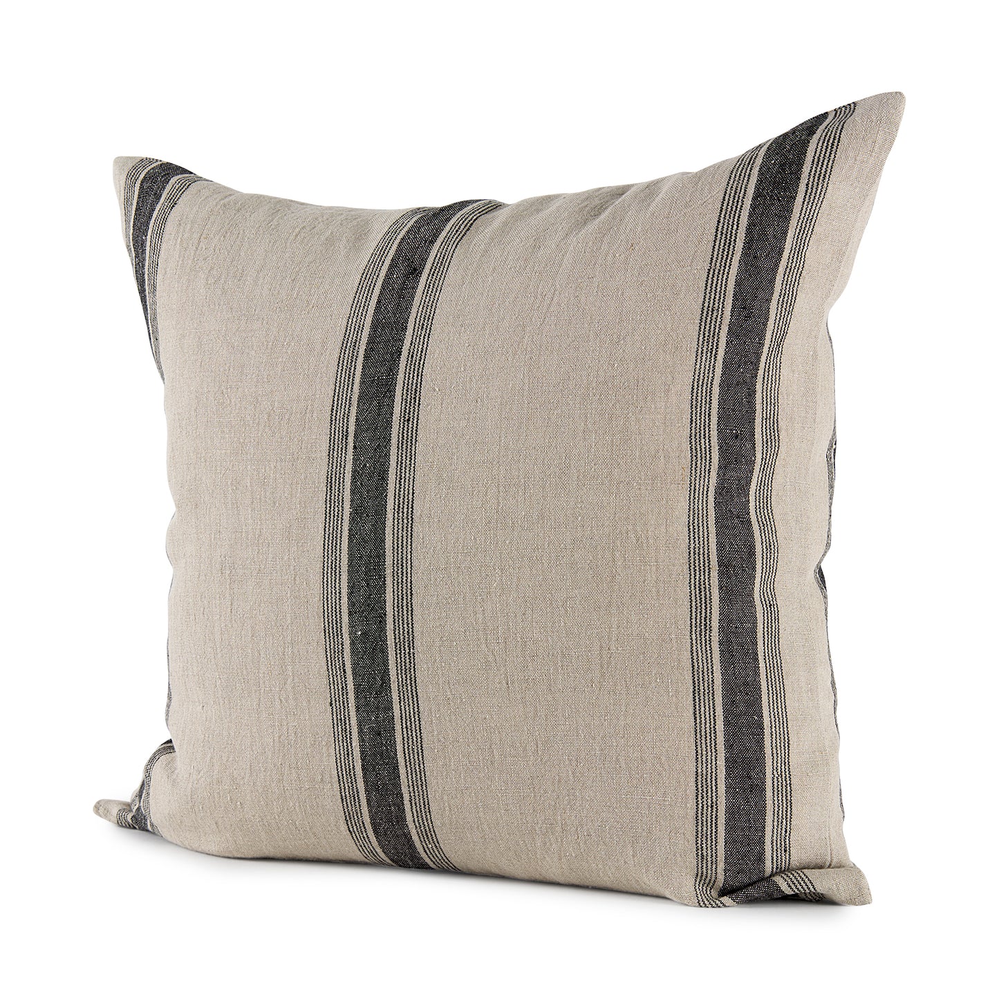 Hattie 20x20 Beige and Black Fabric Striped Pillow Cover
