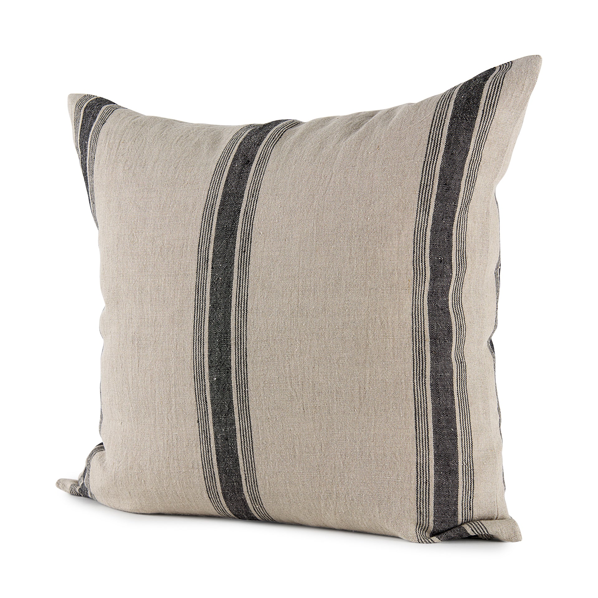Hattie 20x20 Beige and Black Fabric Striped Pillow Cover