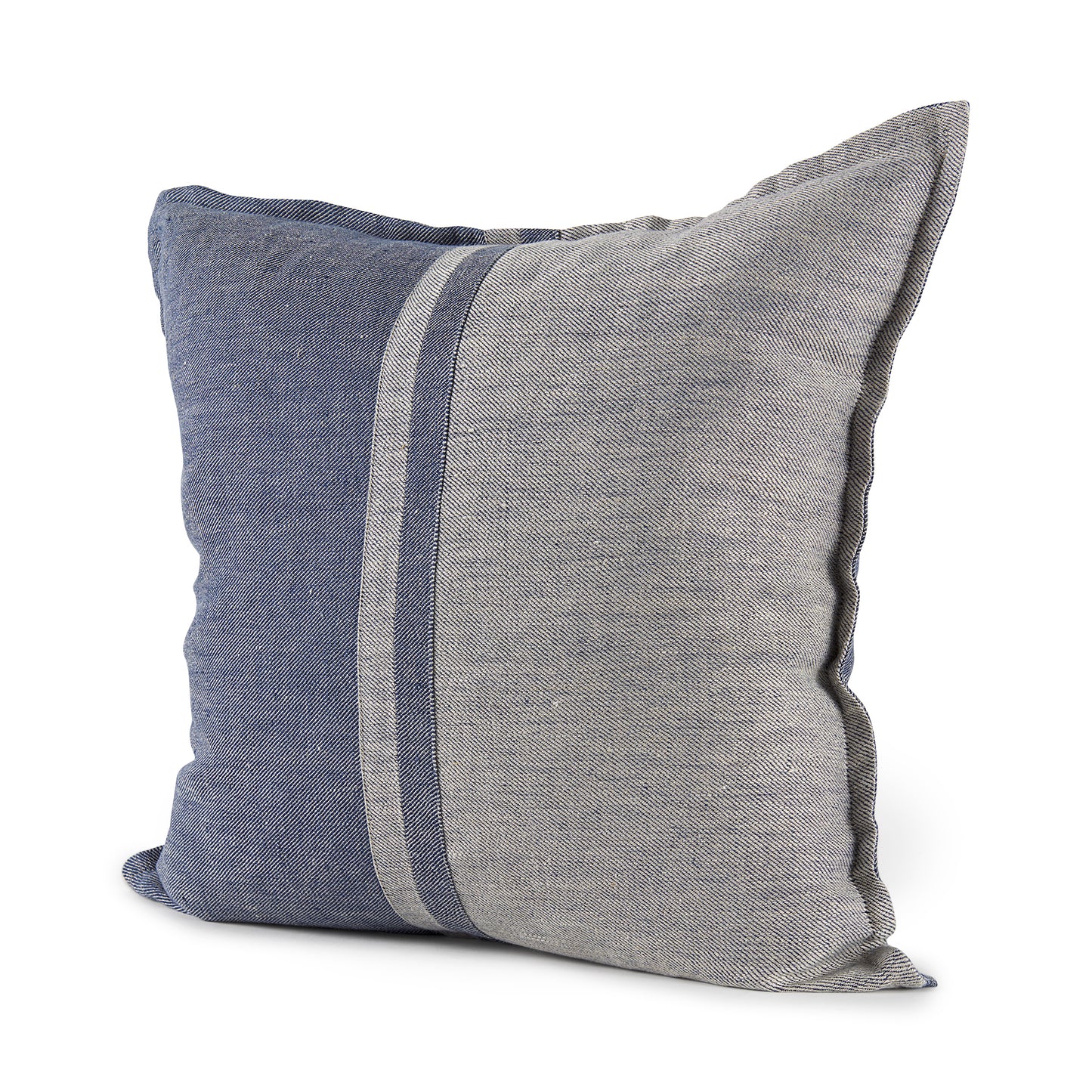 Aubrielle 20L x 20W Gray and Blue Fabric Color Blocked Pillow Cover