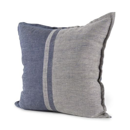 Aubrielle 20L x 20W Gray and Blue Fabric Color Blocked Pillow Cover