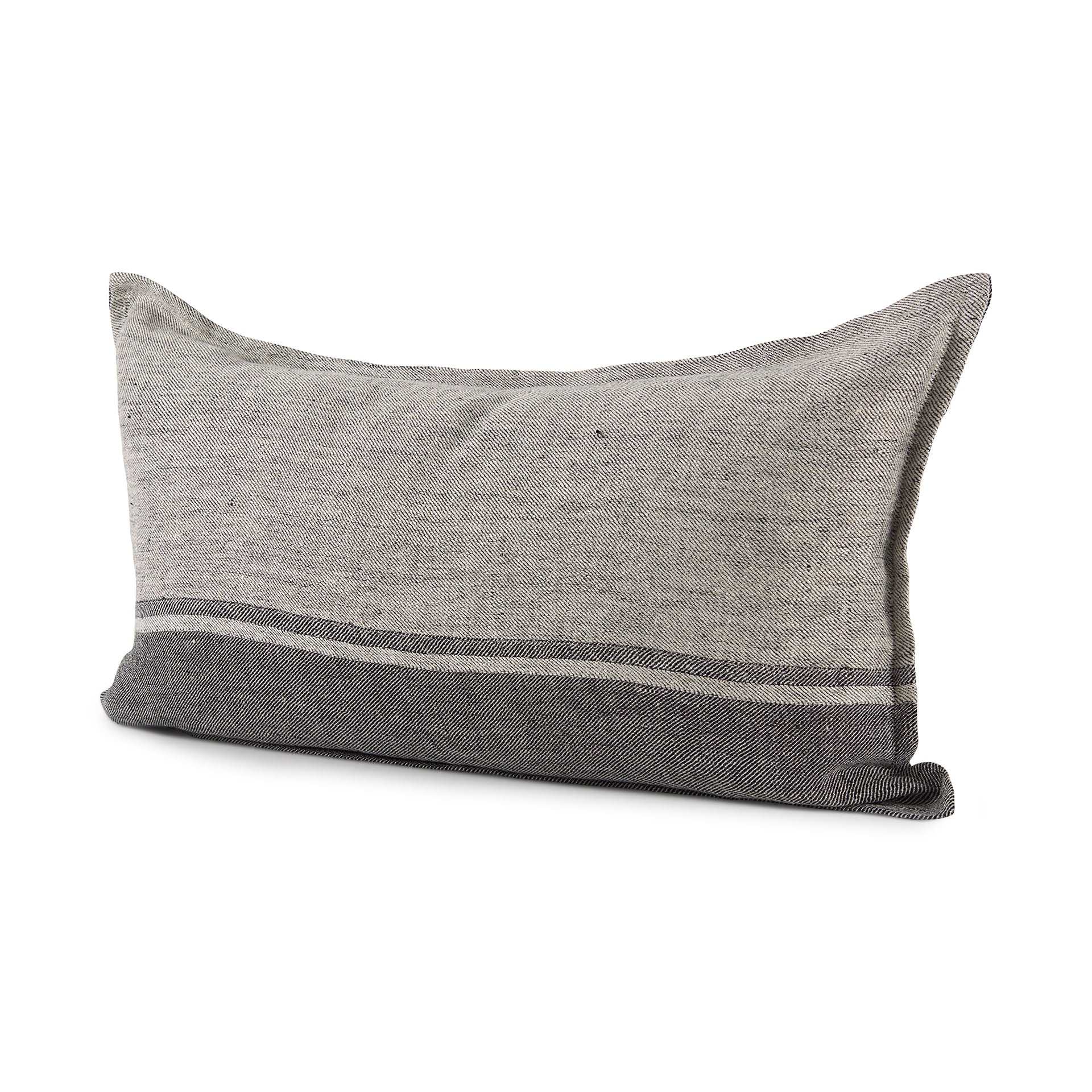 Zadie 14x26 Light Gray and Dark Gray Fabric Color Blocked Pillow Cover