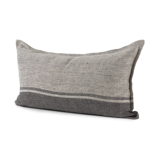 Zadie 14x26 Light Gray and Dark Gray Fabric Color Blocked Pillow Cover