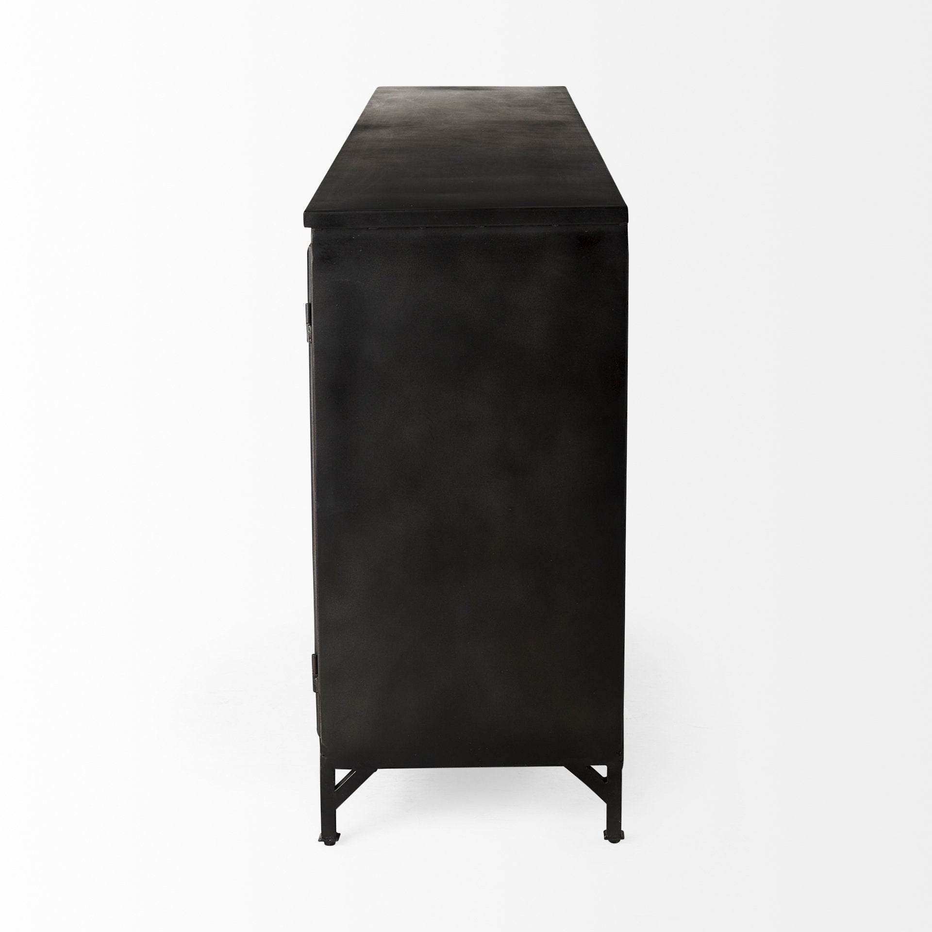 Poppy I 79x16 Black Metal With  Glass Door Sideboard