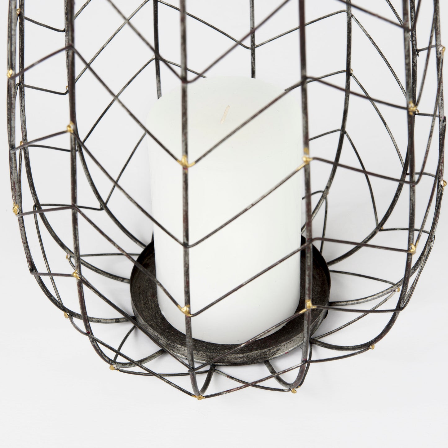 Petiole II Large Gold Toned Metal Table Candle Holder