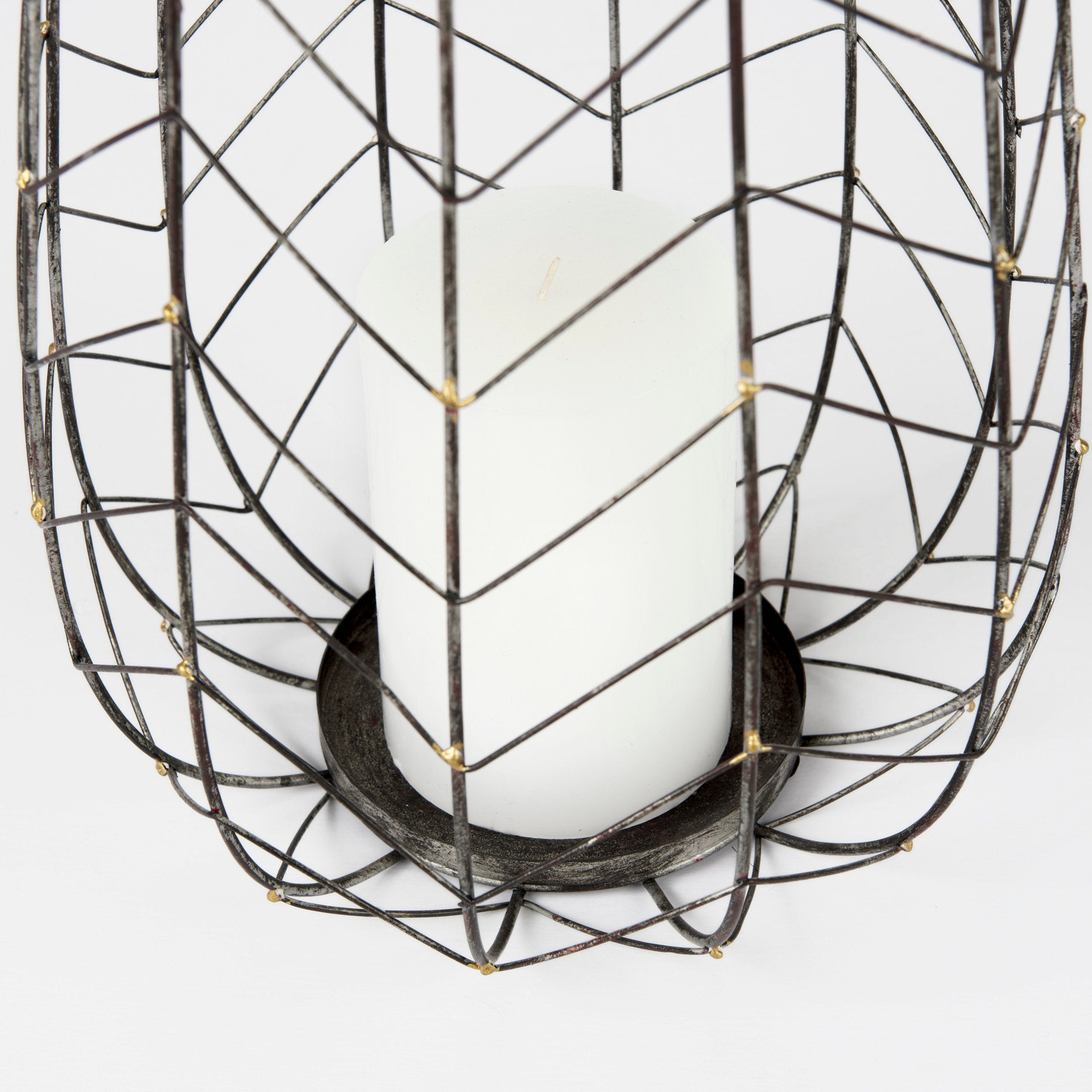 Petiole II Large Gold Toned Metal Table Candle Holder