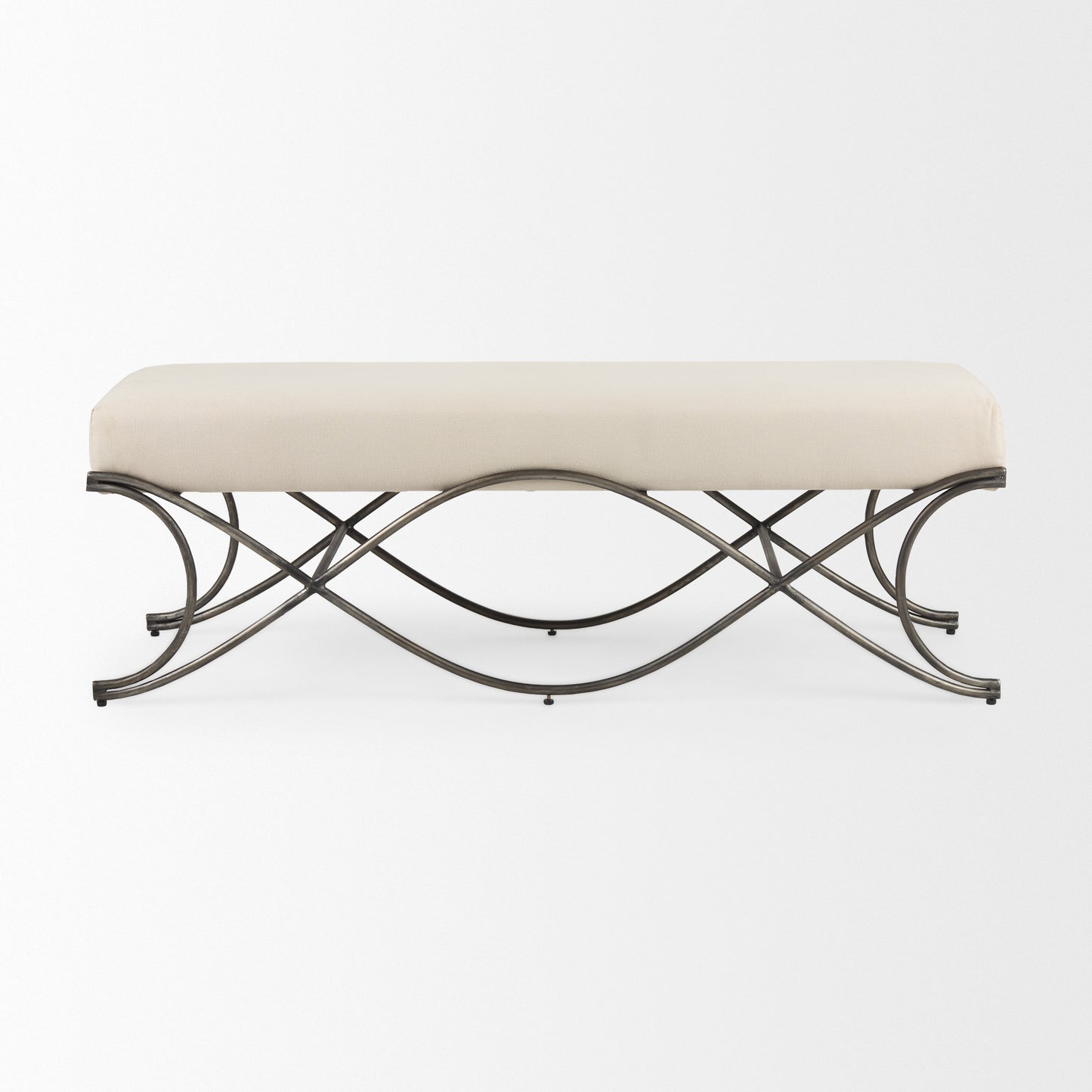 Ayla Bench Beige Twill | Antique Nickel - benches