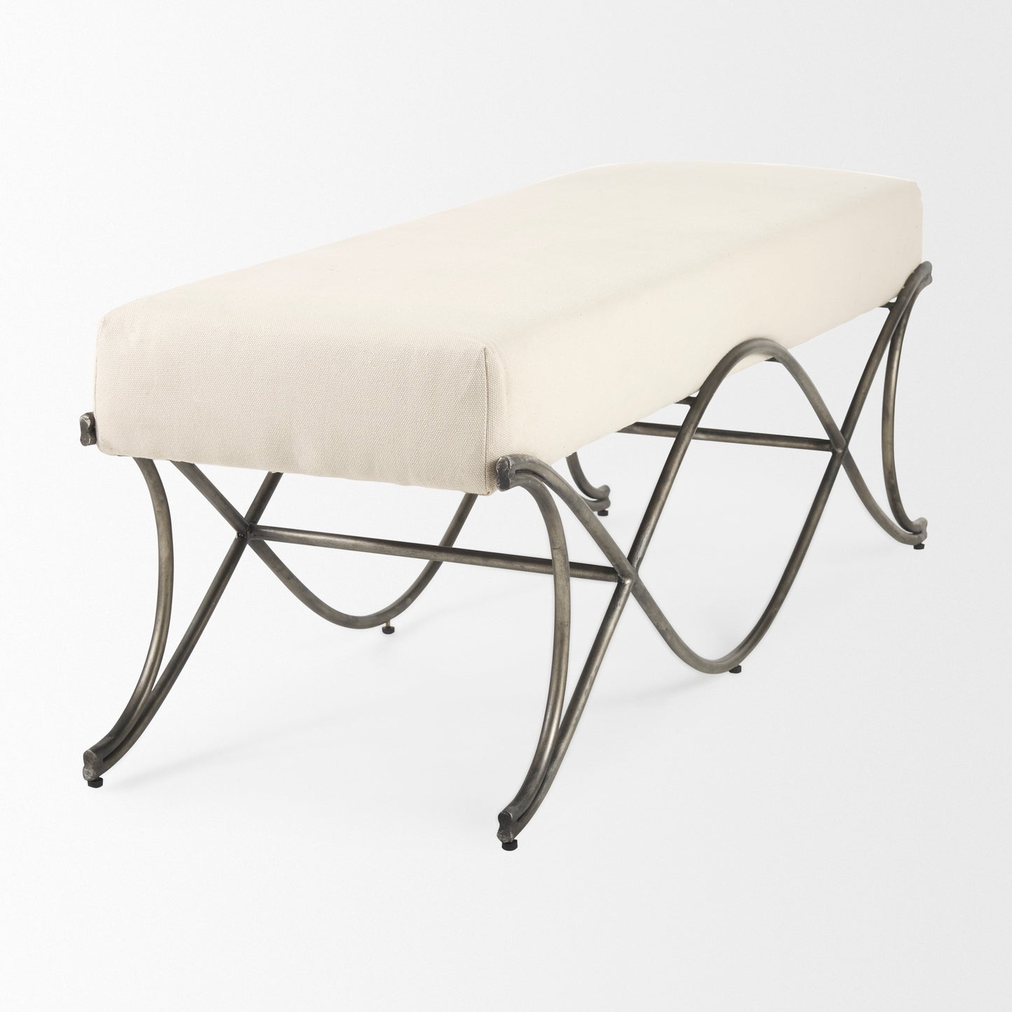 Ayla Bench Beige Twill | Antique Nickel - benches