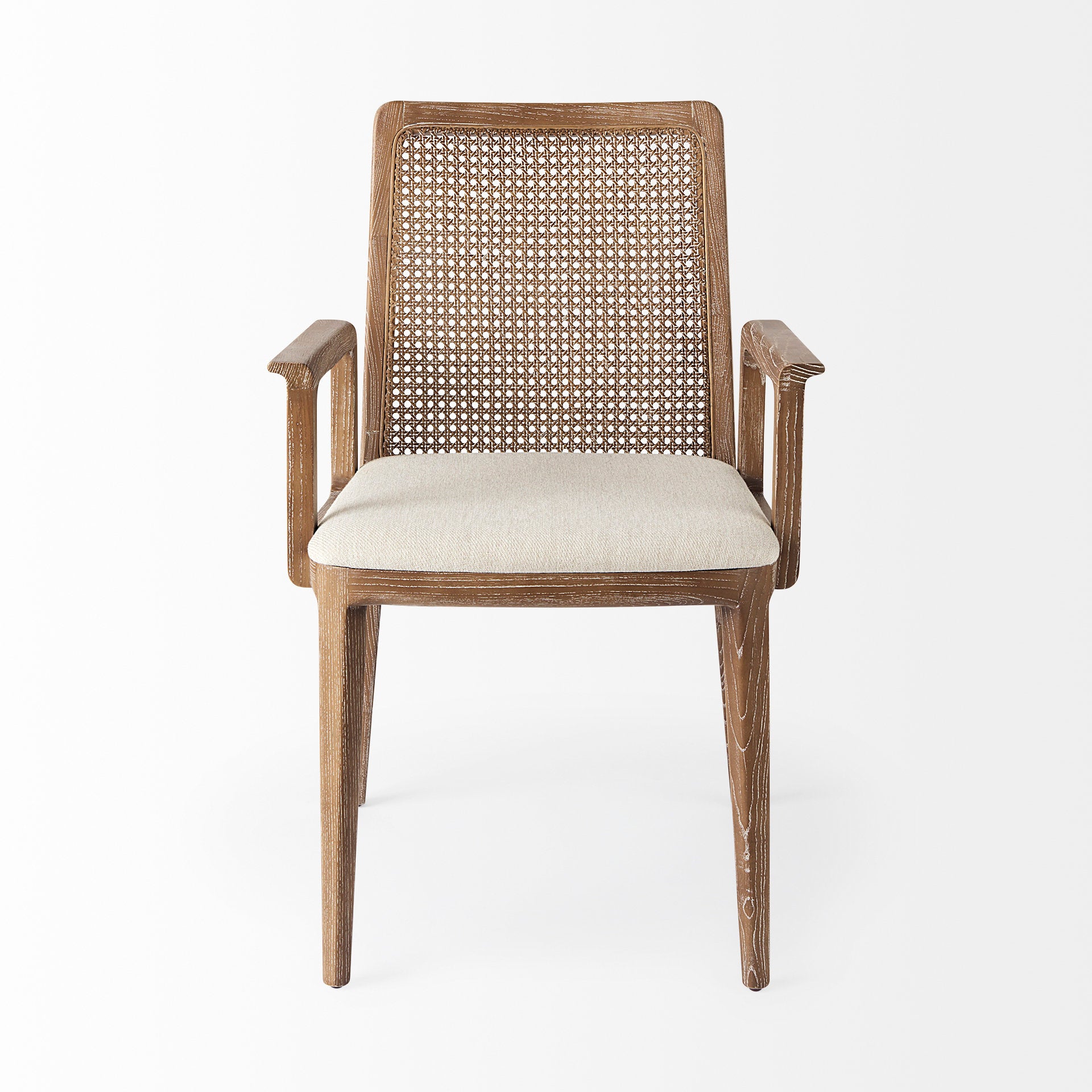 Clara Dining Chair Cream Fabric |Brown Wood (Armchair) - dining-chairs