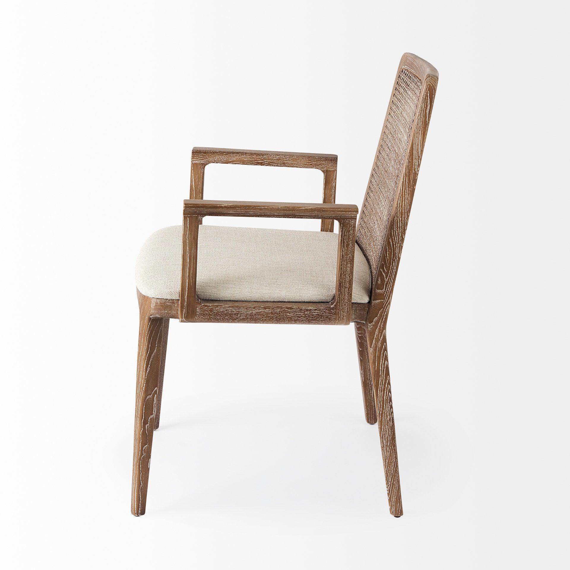 Clara Dining Chair Cream Fabric |Brown Wood (Armchair) - dining-chairs